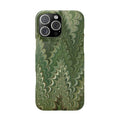 Green Marbled Slim Phone Case — Botanical Swirl Pattern Slim Case