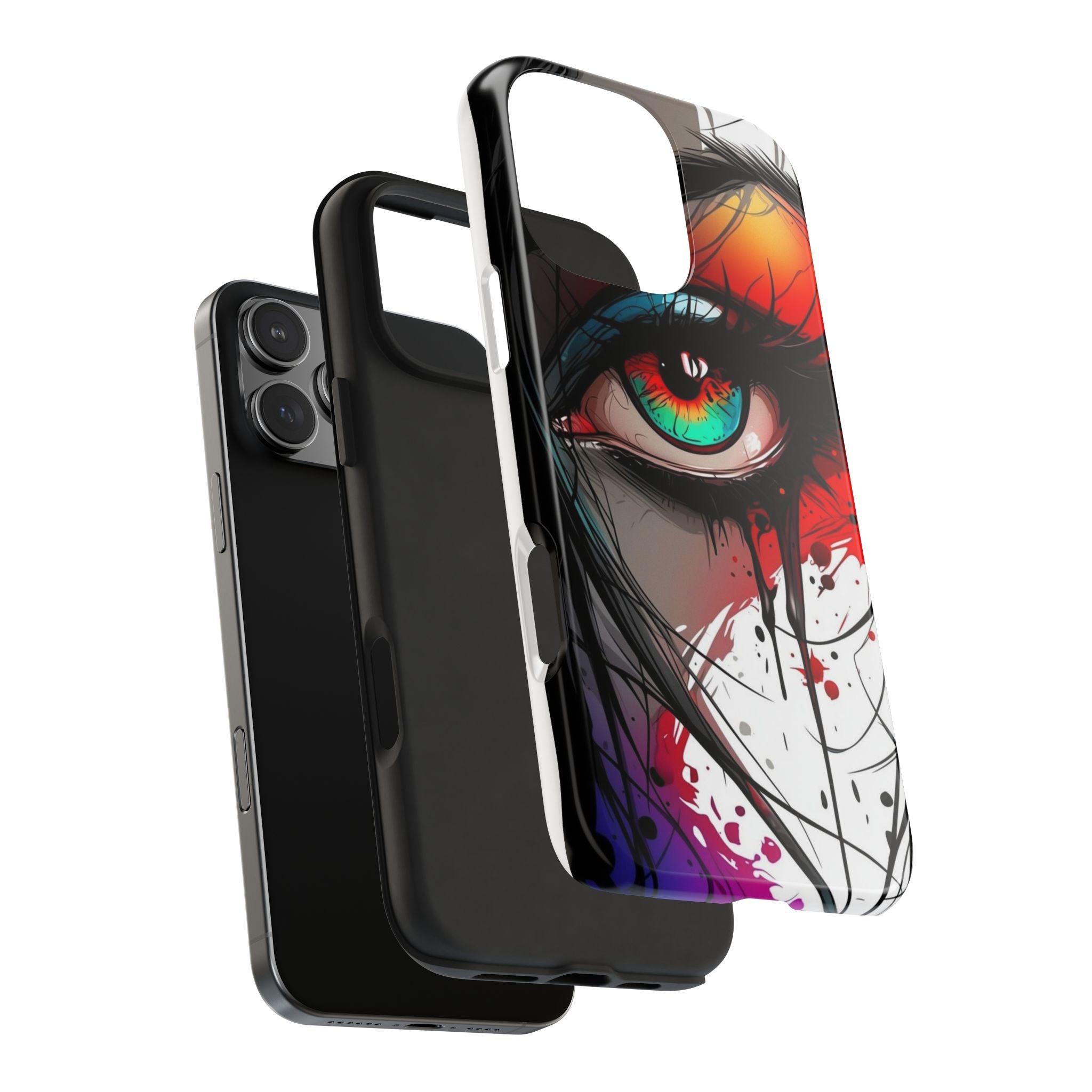Girl Colorful Eye Painted Printed Tough Phone Case for iPhone & Samsung Galaxy - Artistic & Vibrant Design