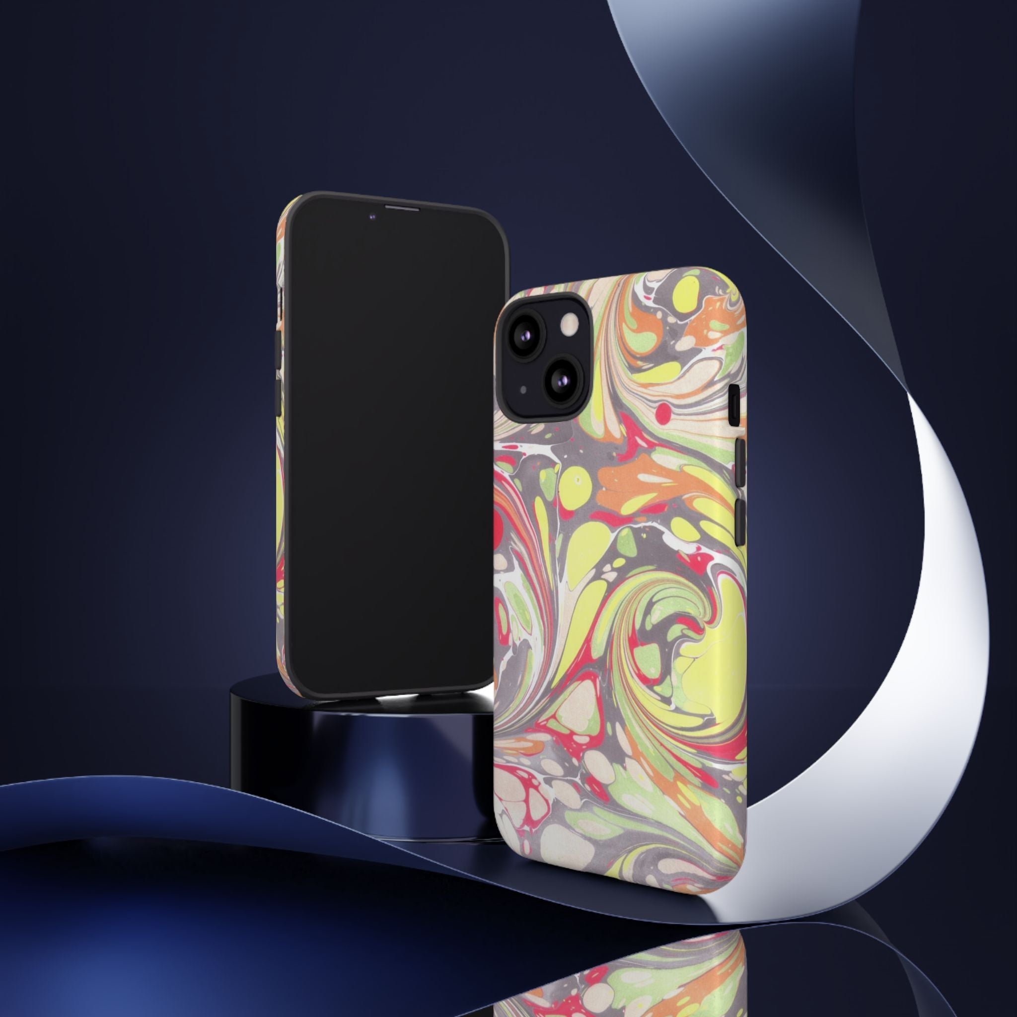 Yellow and Pink Swirl Marbled Italian Phone Case - Dual Layer - Matte or Glossy