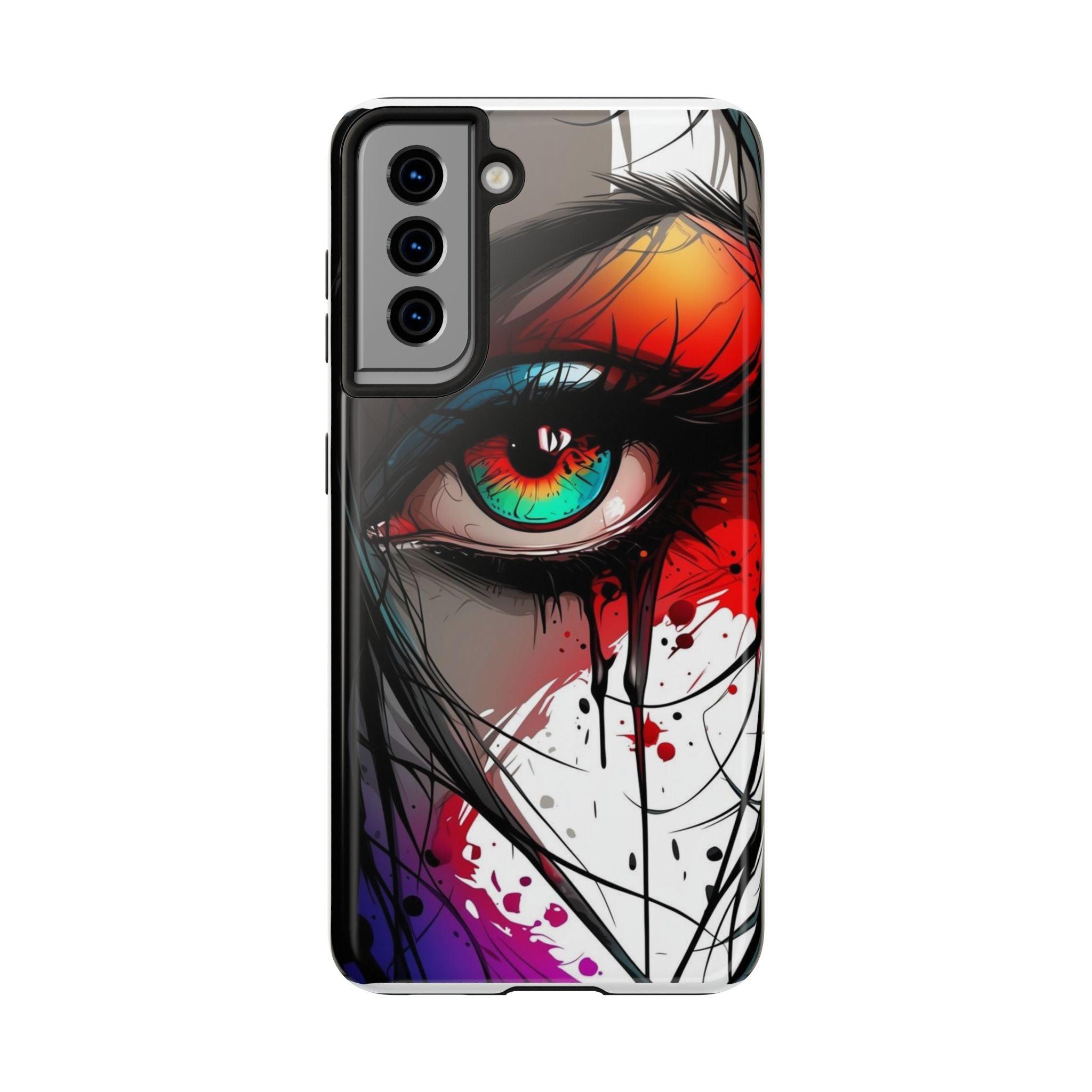 Girl Colorful Eye Painted Printed Tough Phone Case for iPhone & Samsung Galaxy - Artistic & Vibrant Design