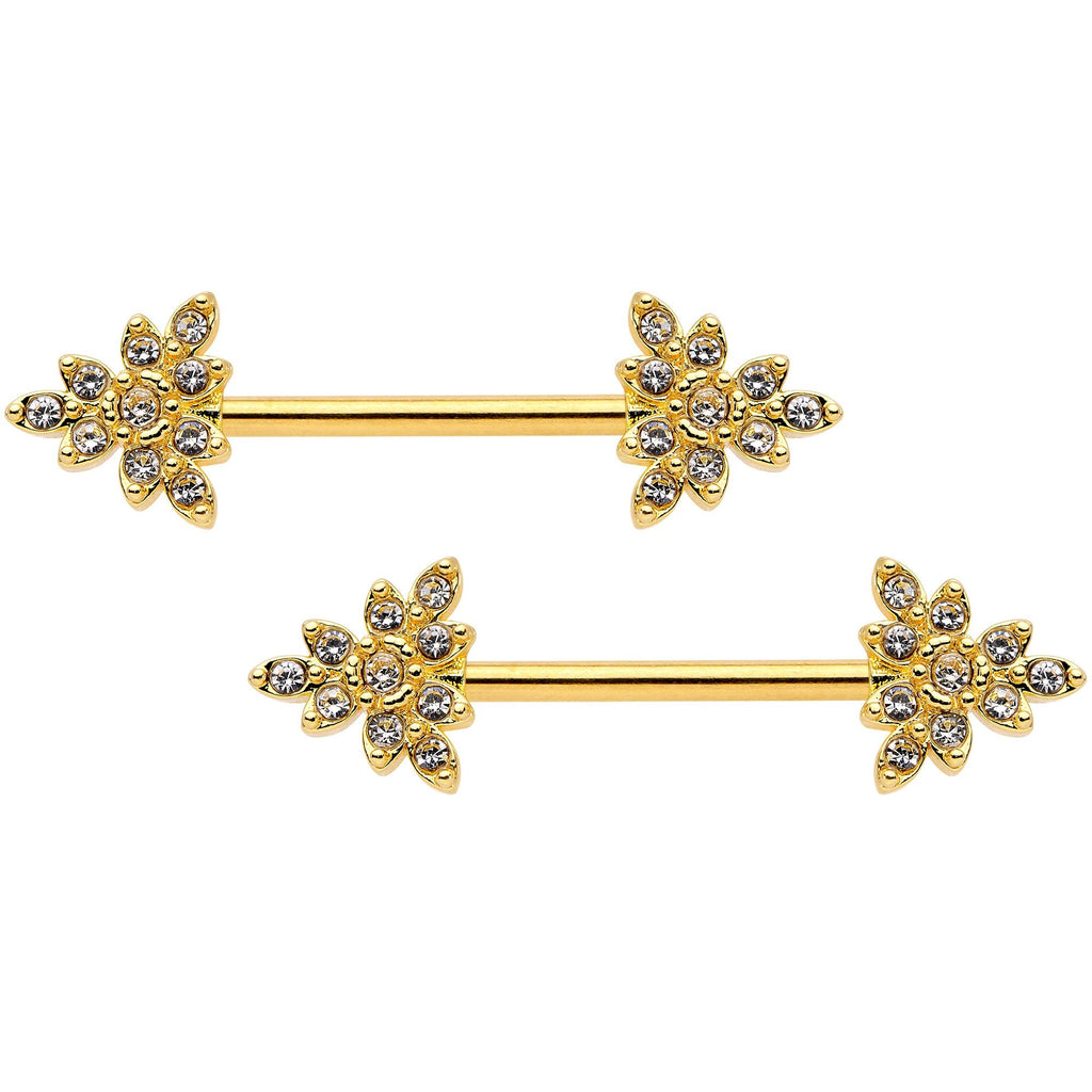 14G 9/16 Clear CZ Gem Elegant Triangle Nipple Ring Set