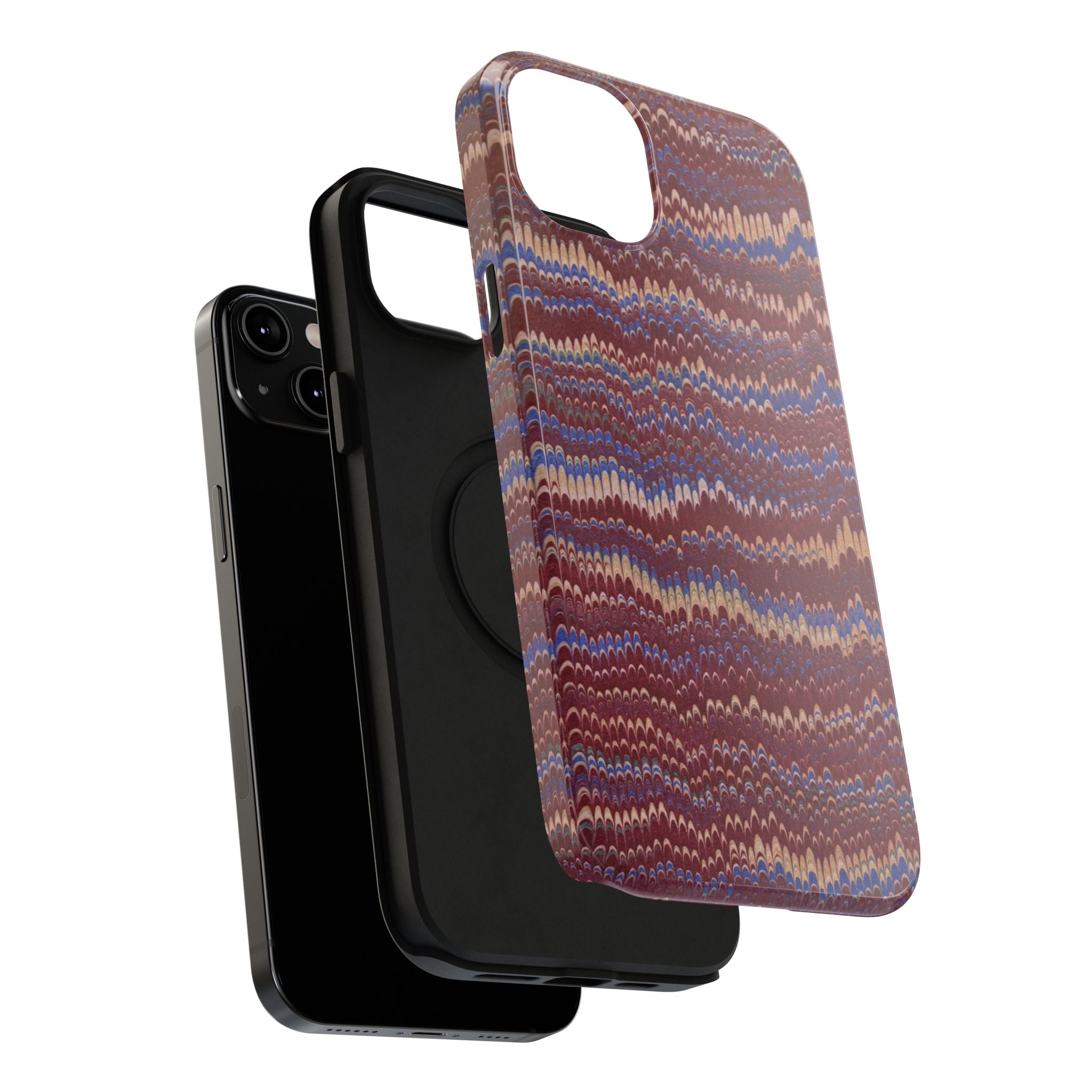Burgundy and Blue Hues Italian Vintage Marble Design Phone Case for Apple + Samsung