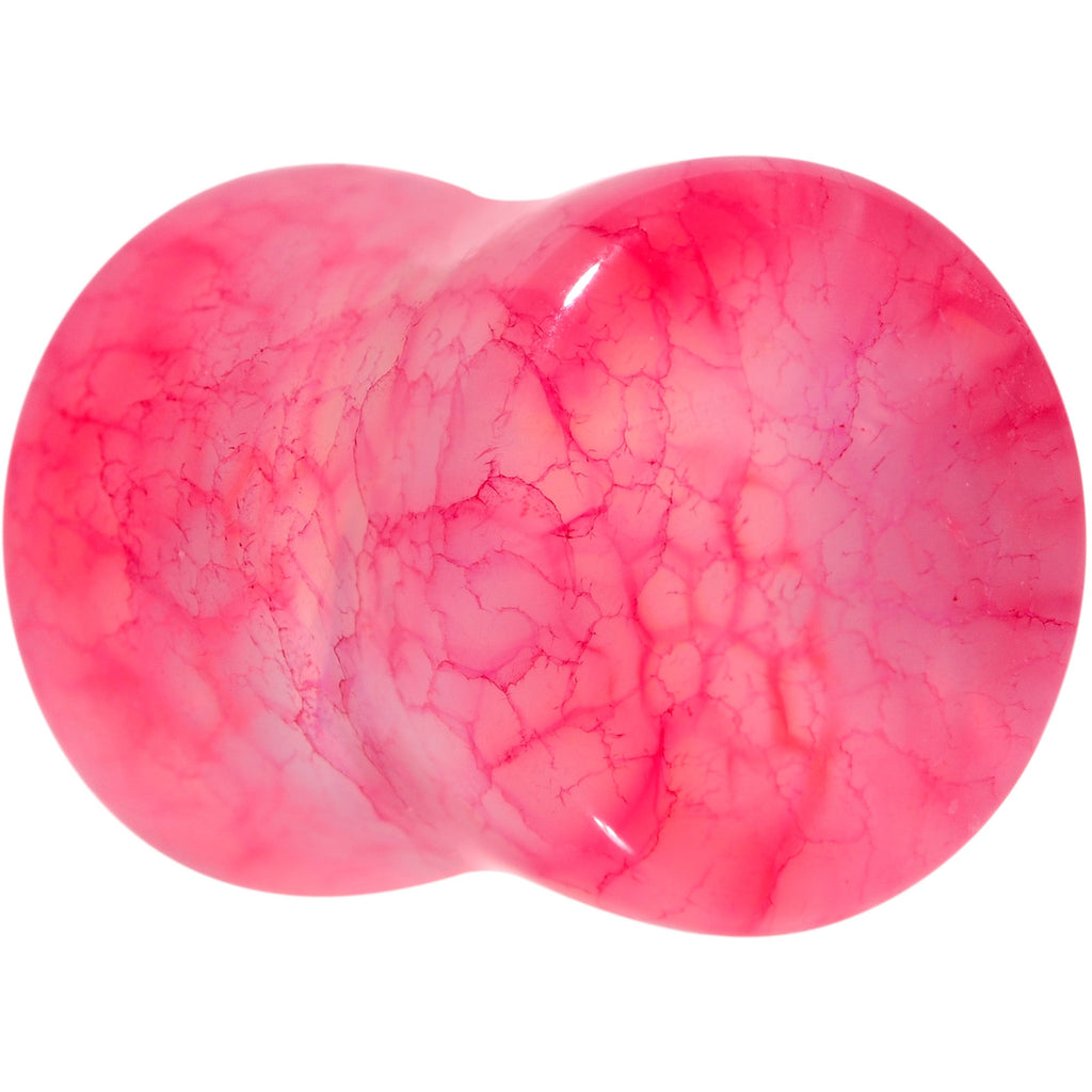 Red Agate Stone Saddle Plug Set Available in Sizes 0G to 25mm