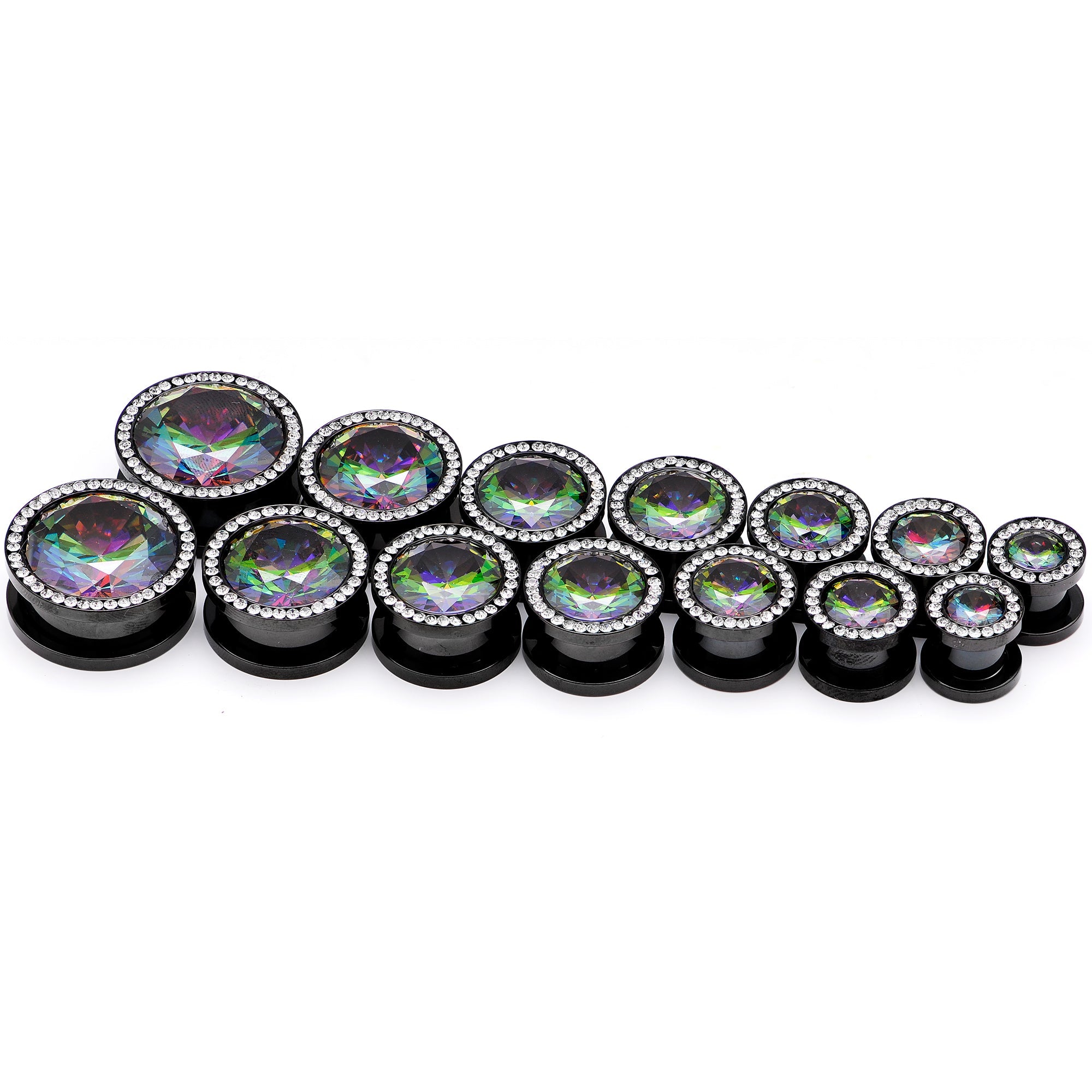 Vitrail Clear CZ Gem Black Hypnotic Screw Fit Plug Set