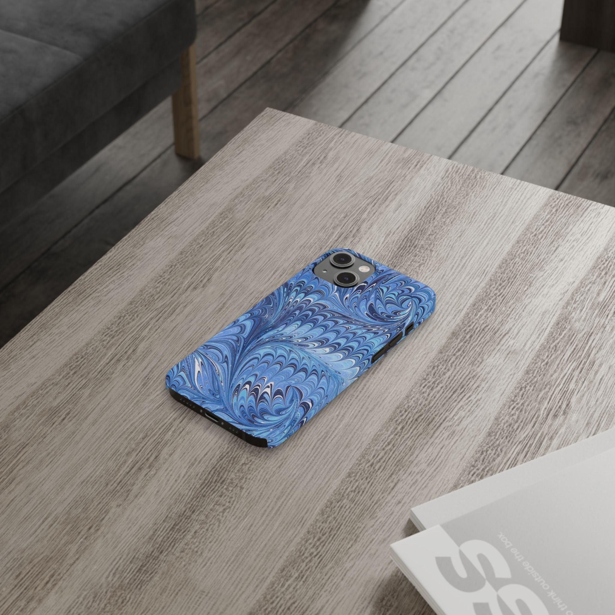 Deep Blue Italian Marbled Design Pallet Phone Case