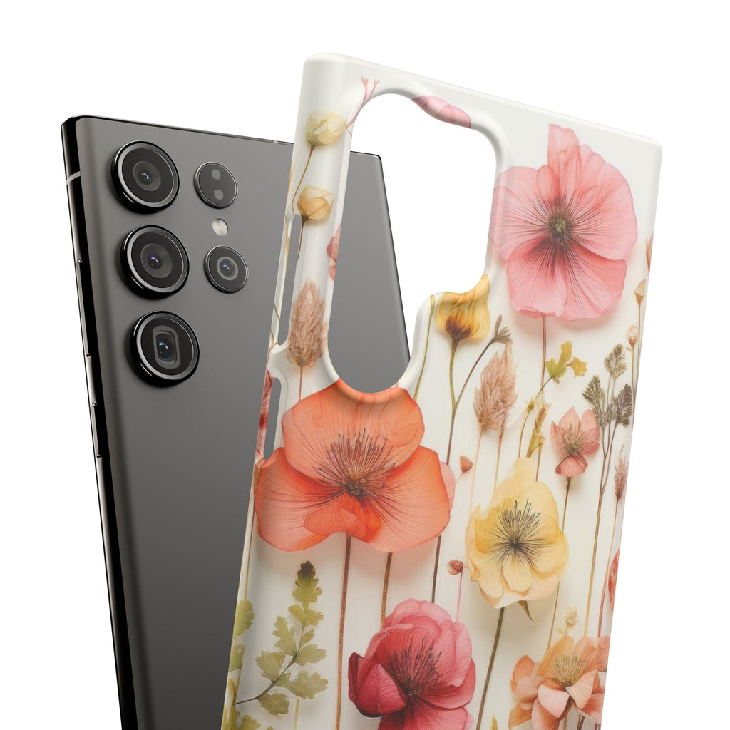 Pink Floral Pressed Flowers - Slim Case