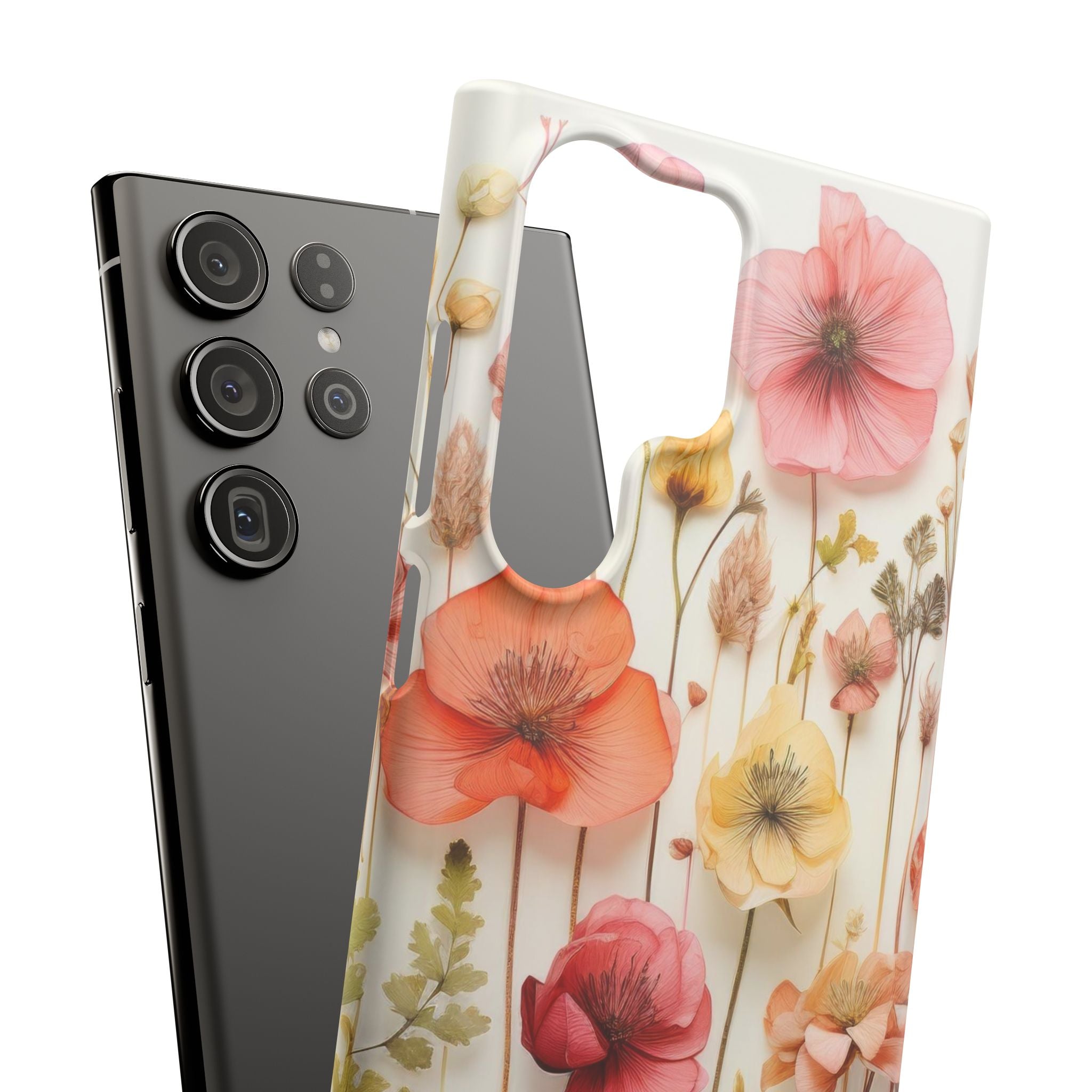 Pink Floral Pressed Flowers - Slim Case