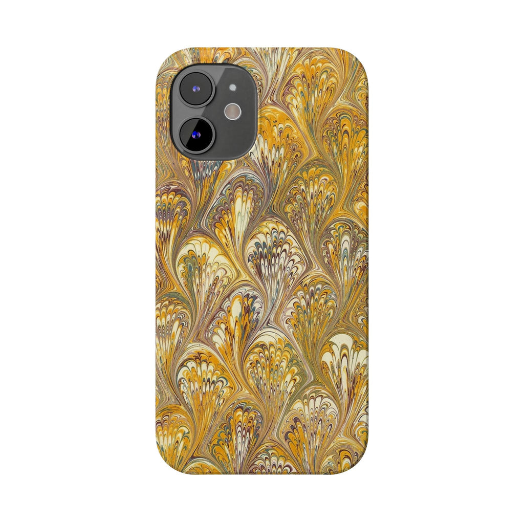 Golden Yelllow Hand-Marbled Florentine Italian Phone Case for iPhone 17 and all sizes