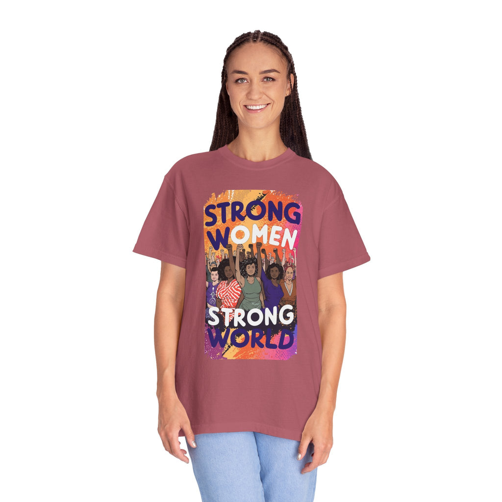 Strong Women Strong World Cotton Tee - Unisex Comfort - DipaliZ