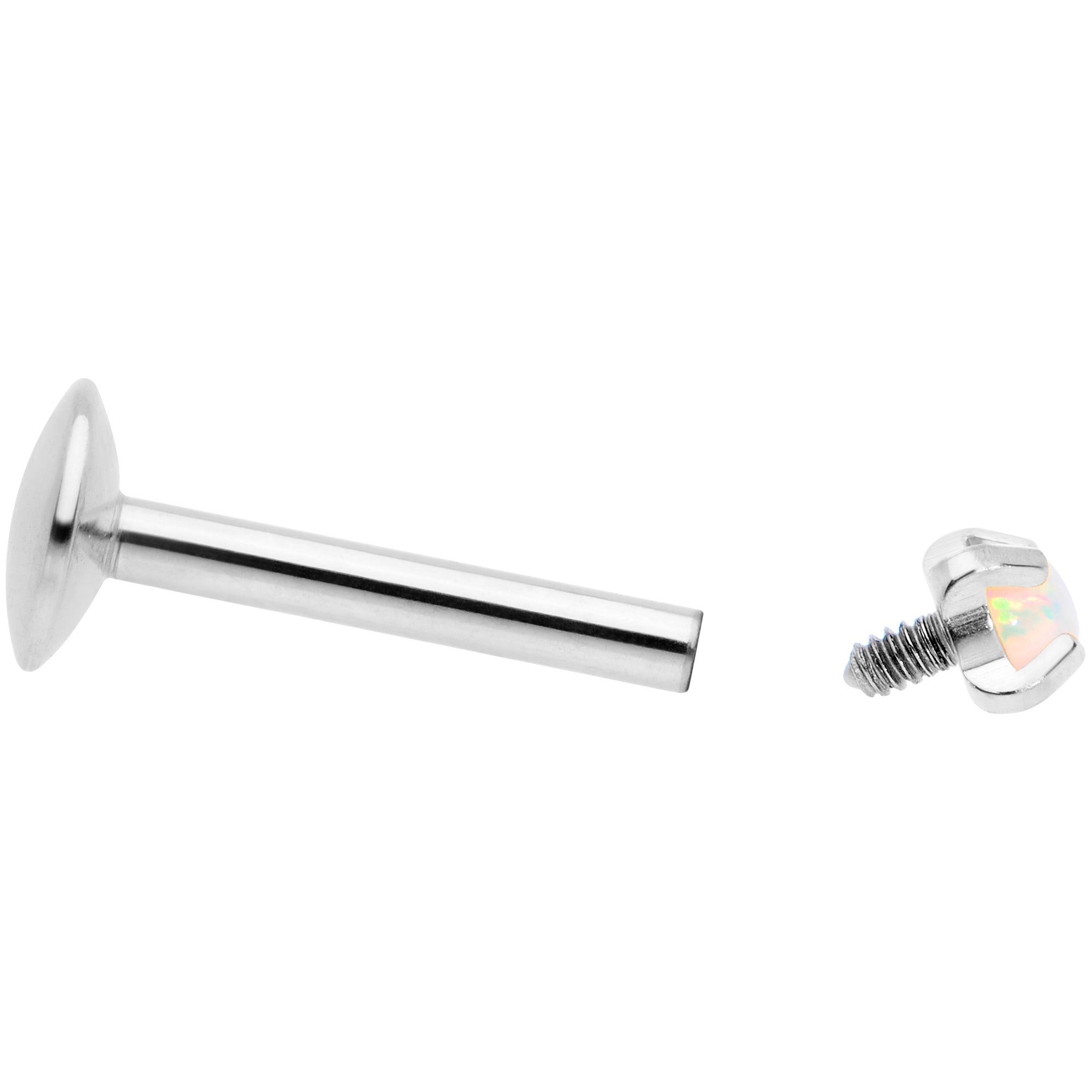 16G 5/16 2mm White Syn Opal G23 Titanium Internal Thread Labret