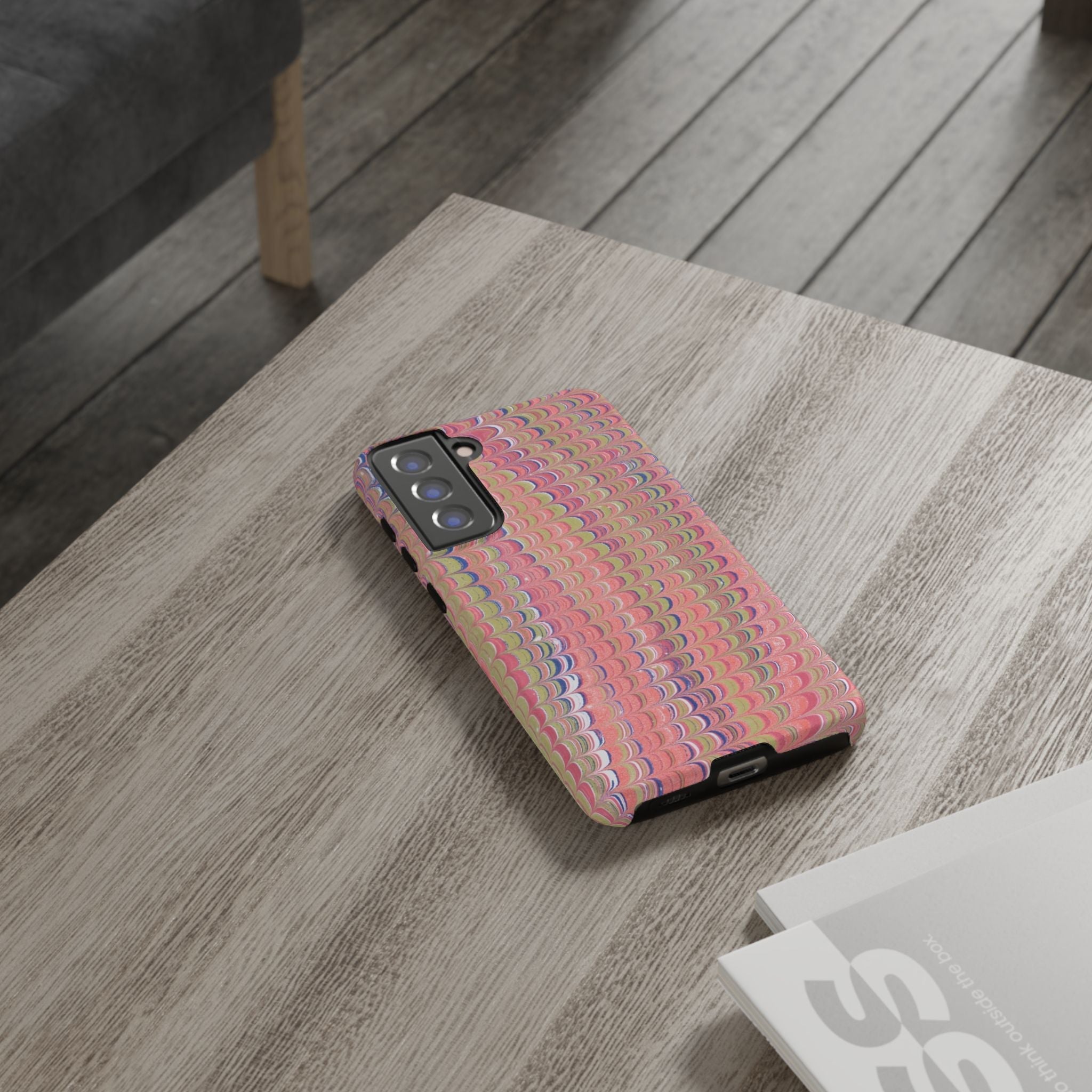 Pink Pastels Feather Marbled Vintage Design iPhone 16 + Samsung + Apple + Google - all models