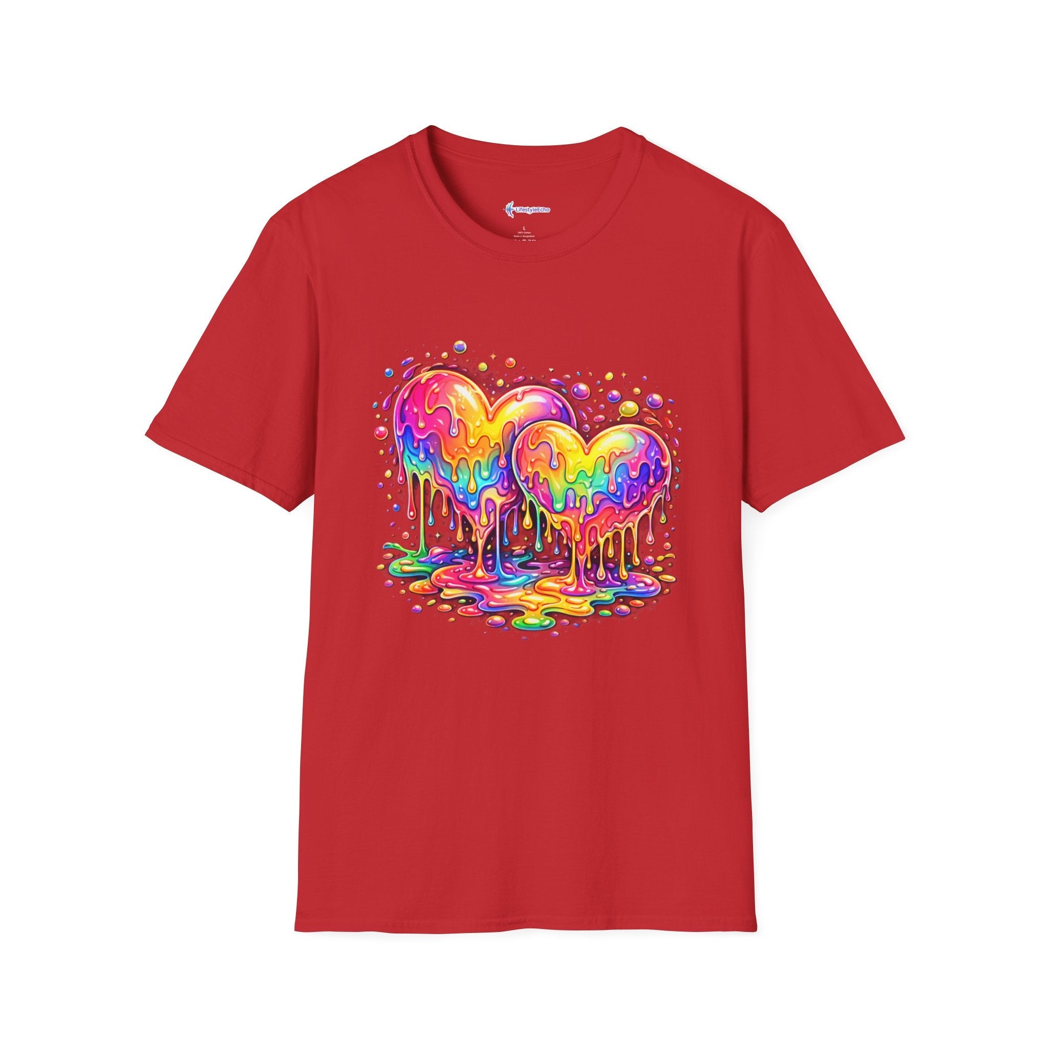 Melting Hearts Tee - Vibrant Double Heart Graphic T-Shirt