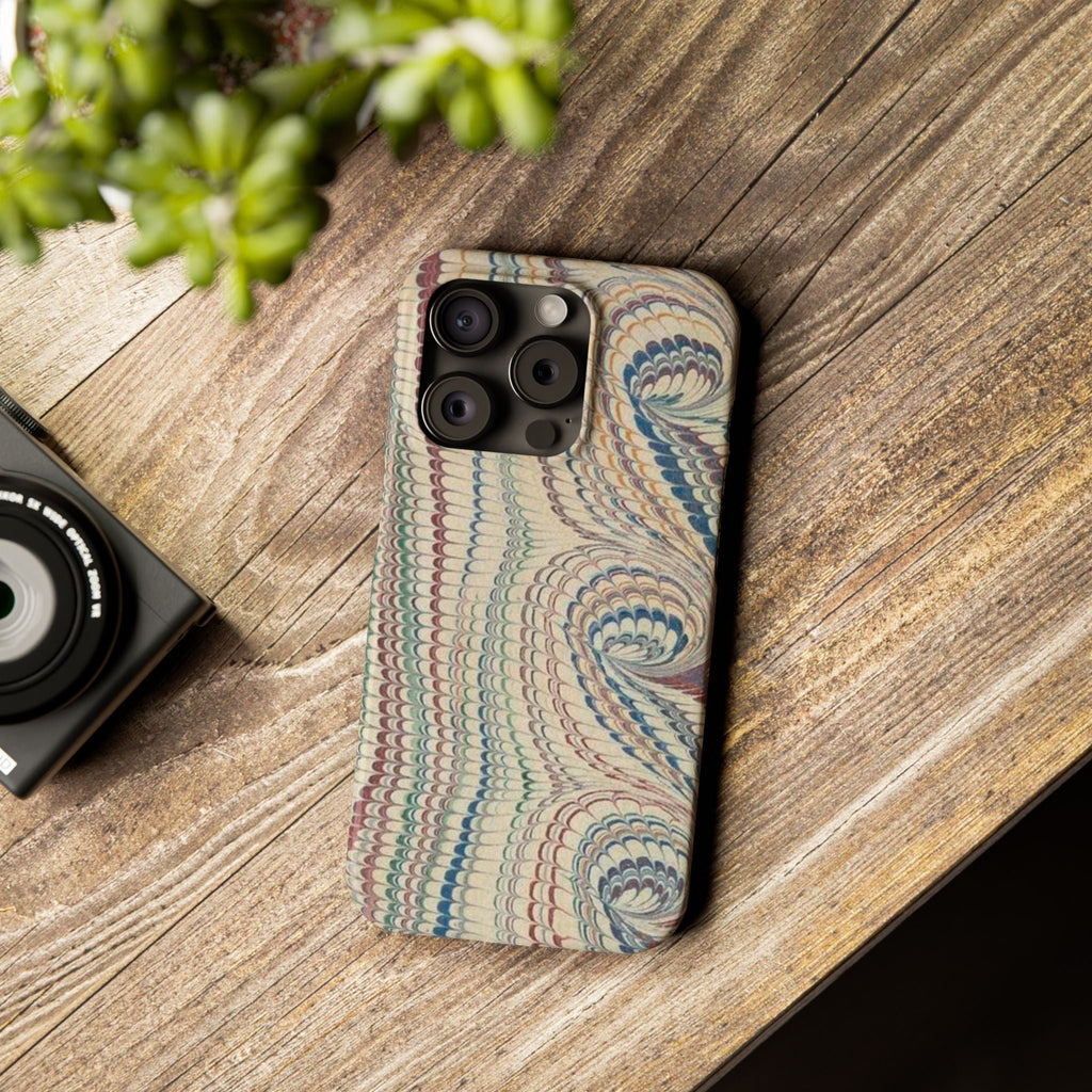 Italian Vintage Marbled Paper Design on iPhone Cases, Artistic Protection for Your Device in Elegant Beige, Blue, Burgundy