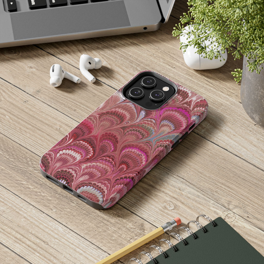 Pink Peacock Marble Italian Tough Phone Case — Durable Marbled Phone Case