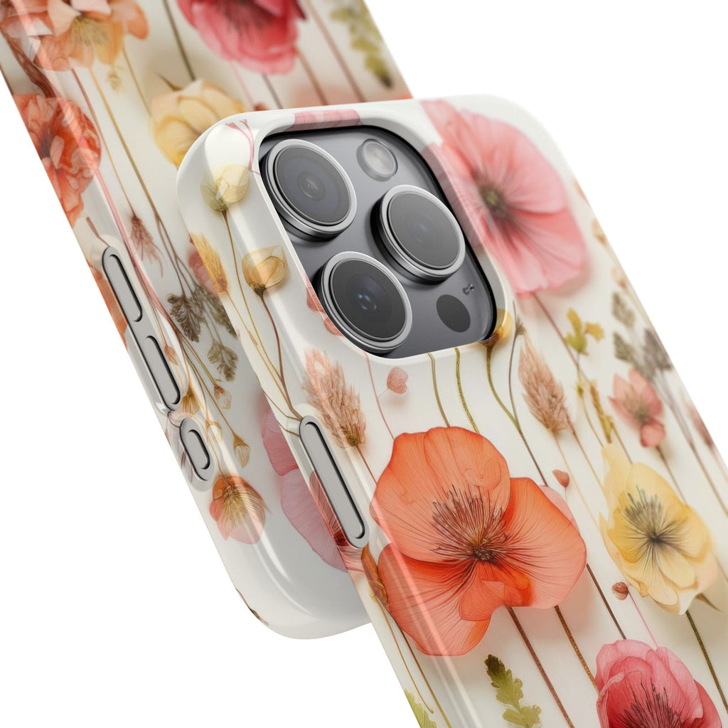 Pink Floral Pressed Flowers - Slim Case
