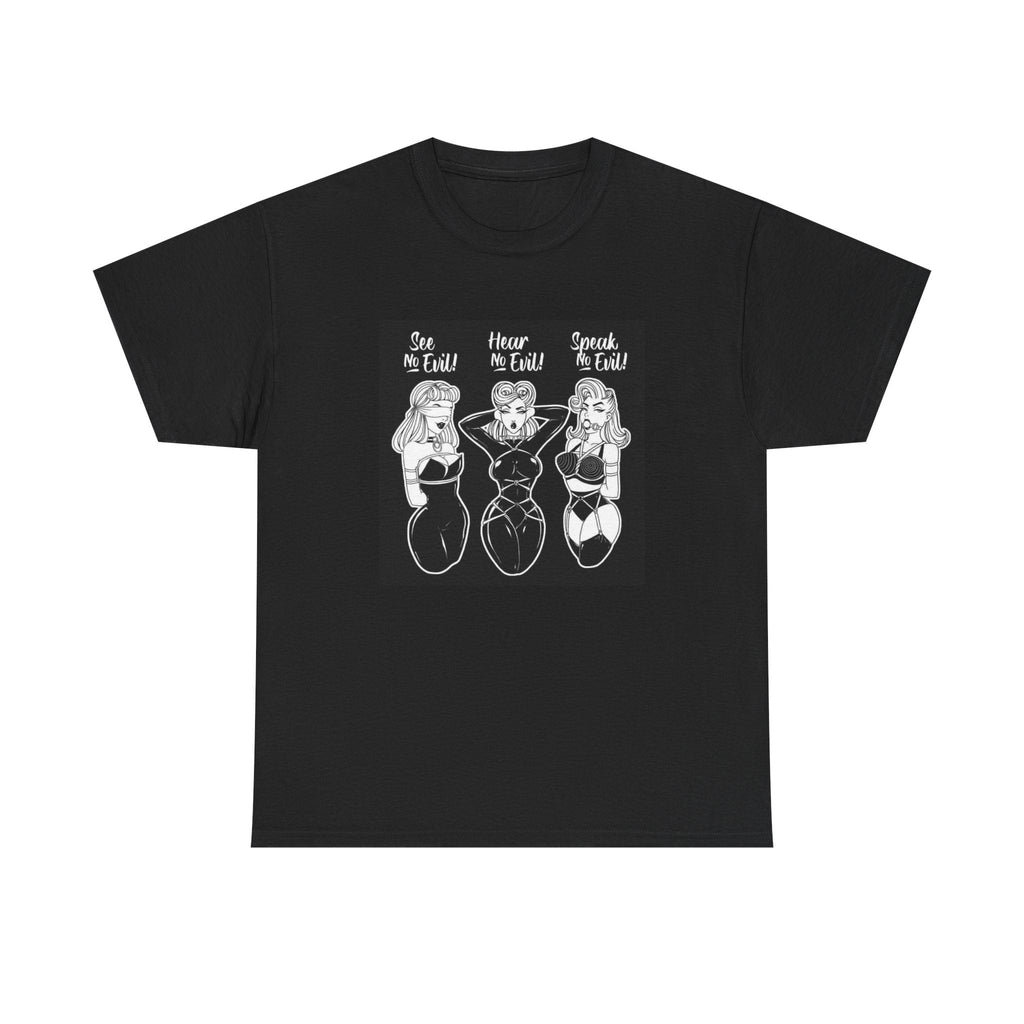 See No Evil, Hear No Evil, Speak No Evil Shabari Pin-up Unisex Heavy Cotton Tee
