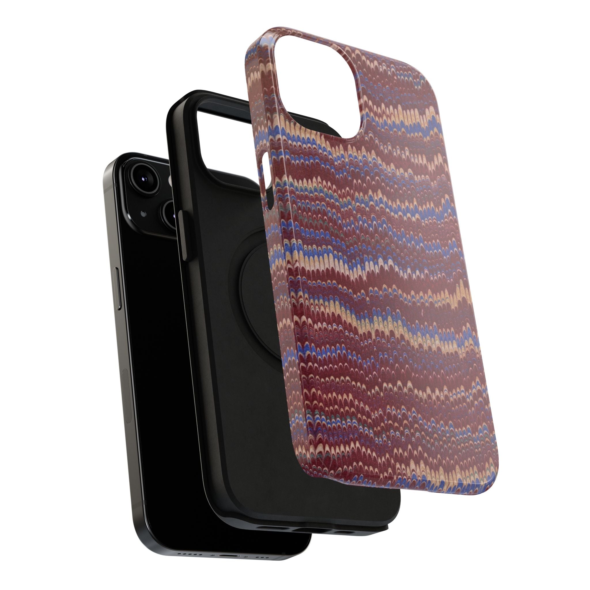 Burgundy and Blue Hues Italian Vintage Marble Design Phone Case for Apple + Samsung