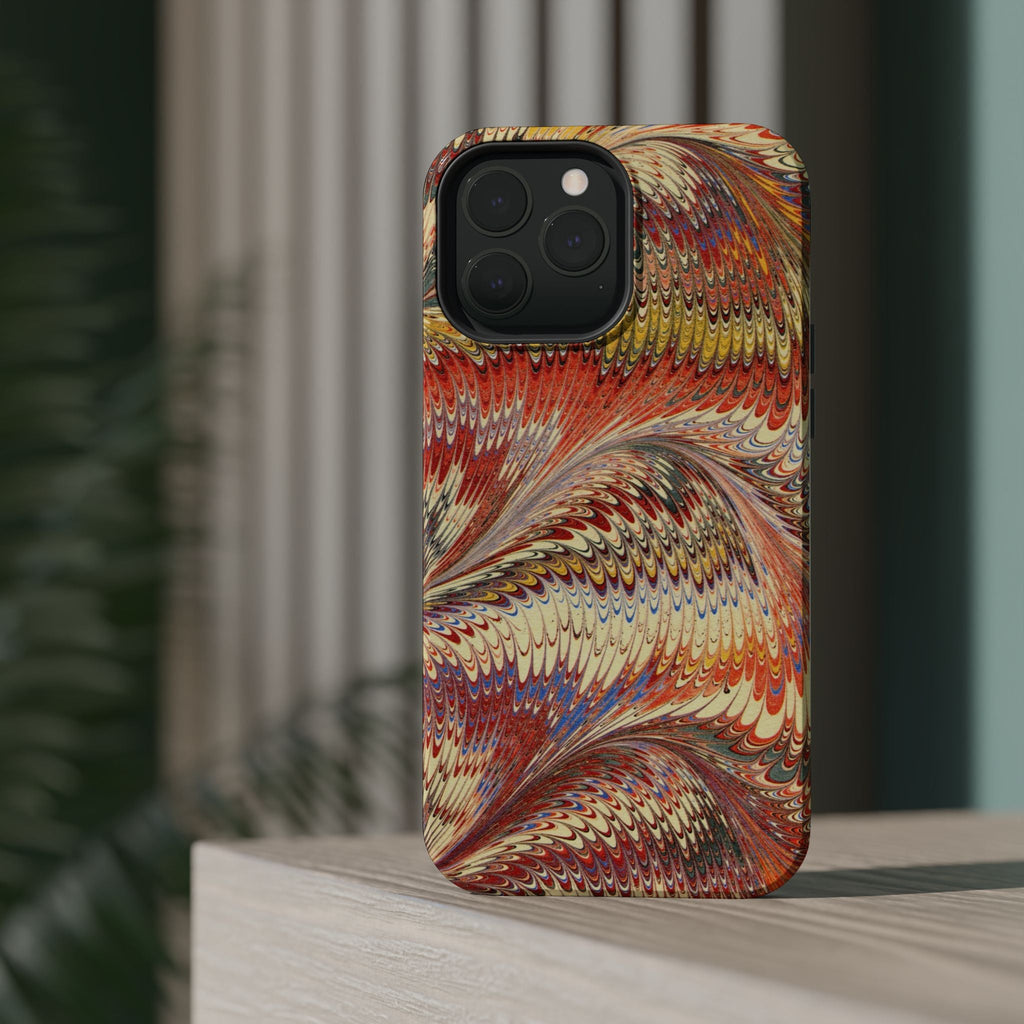 Rust + Gold Italian Marbled Design Magnetic MAG SAFE - Dual Layer Case - Glossy or Matte