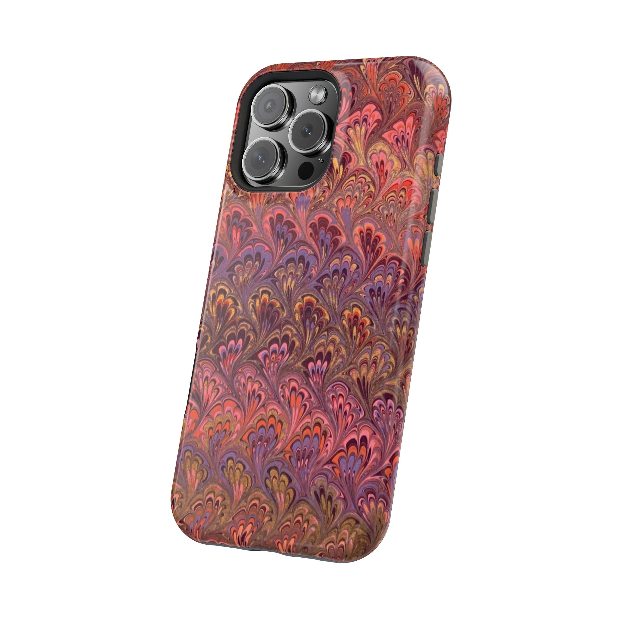 MagSafe Marble iPhone Case — Red, Burgundy, Lavender & Gold Impact-Resistant
