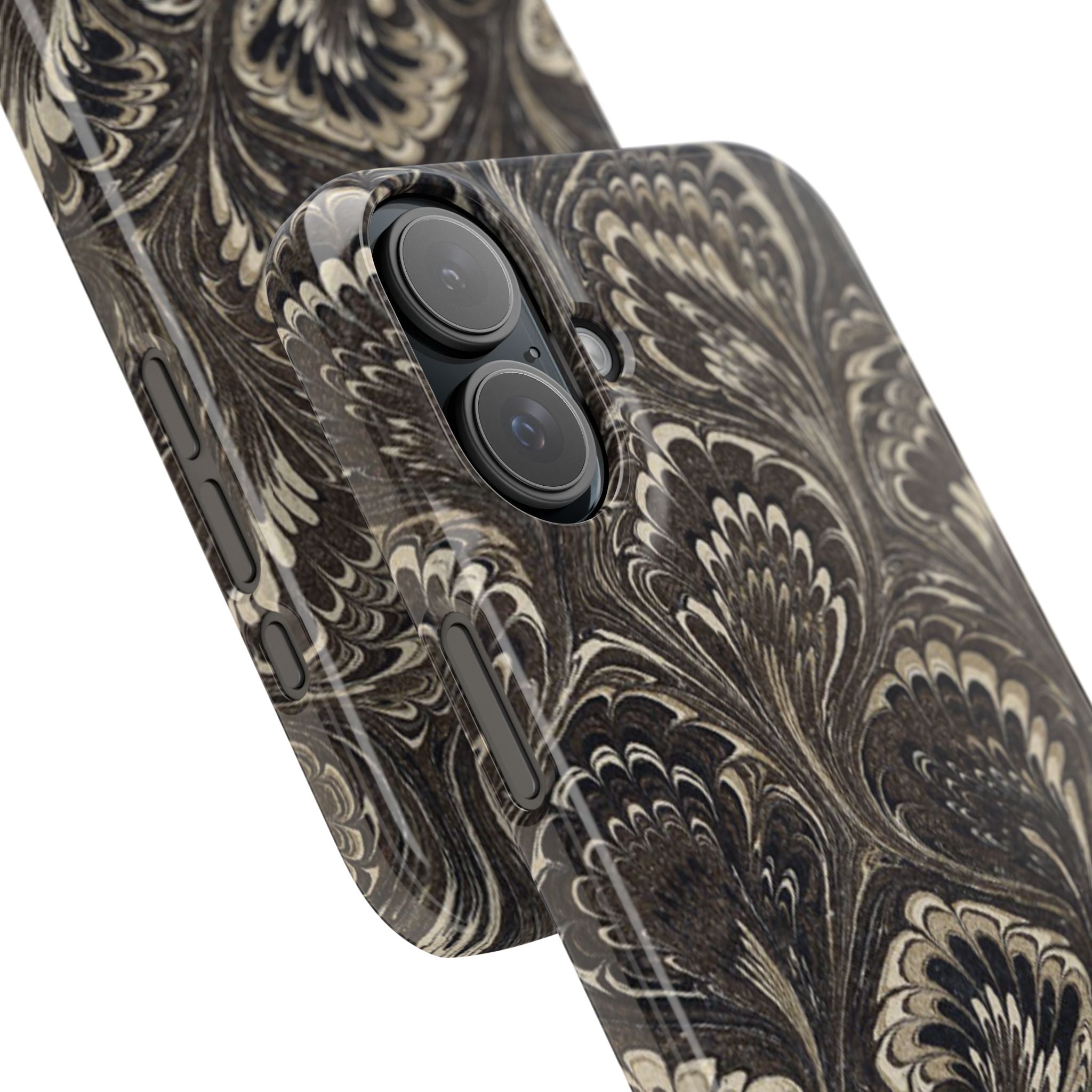 Black Italian Marble Design Slim iPhone 17 + all models Phone Cases