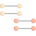 14G 9/16 Cream Peach Matte Barbell Nipple Ring Set of 4