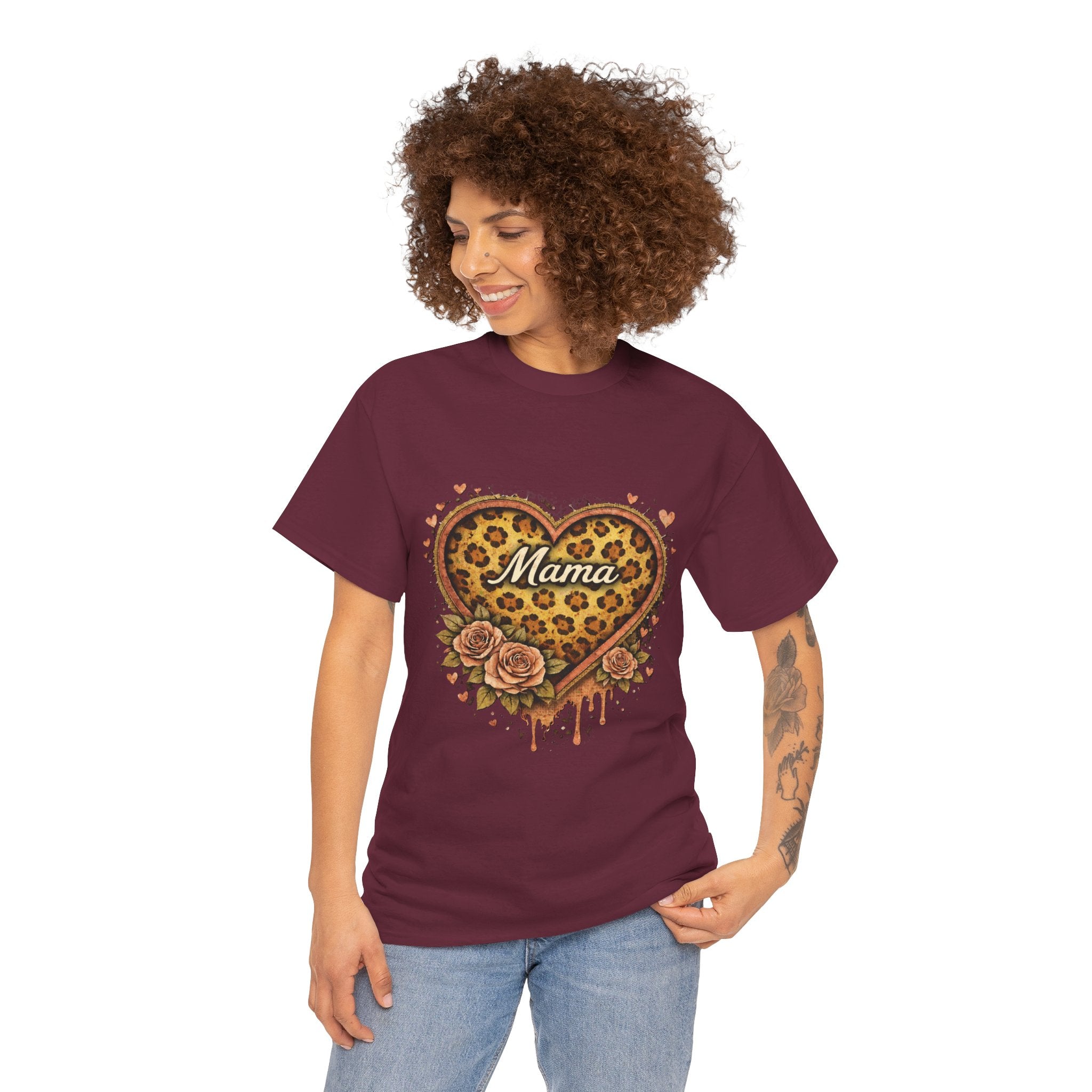 Mama Leopard Heart T-Shirt – Floral Tribal Mother's Day Tee