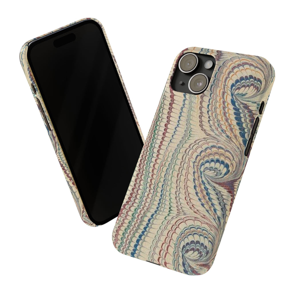 Italian Vintage Marbled Paper Design on iPhone Cases, Artistic Protection for Your Device in Elegant Beige, Blue, Burgundy