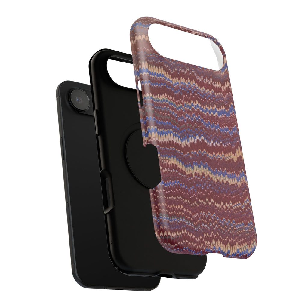 Burgundy and Blue Hues Italian Vintage Marble Design Phone Case for Apple + Samsung