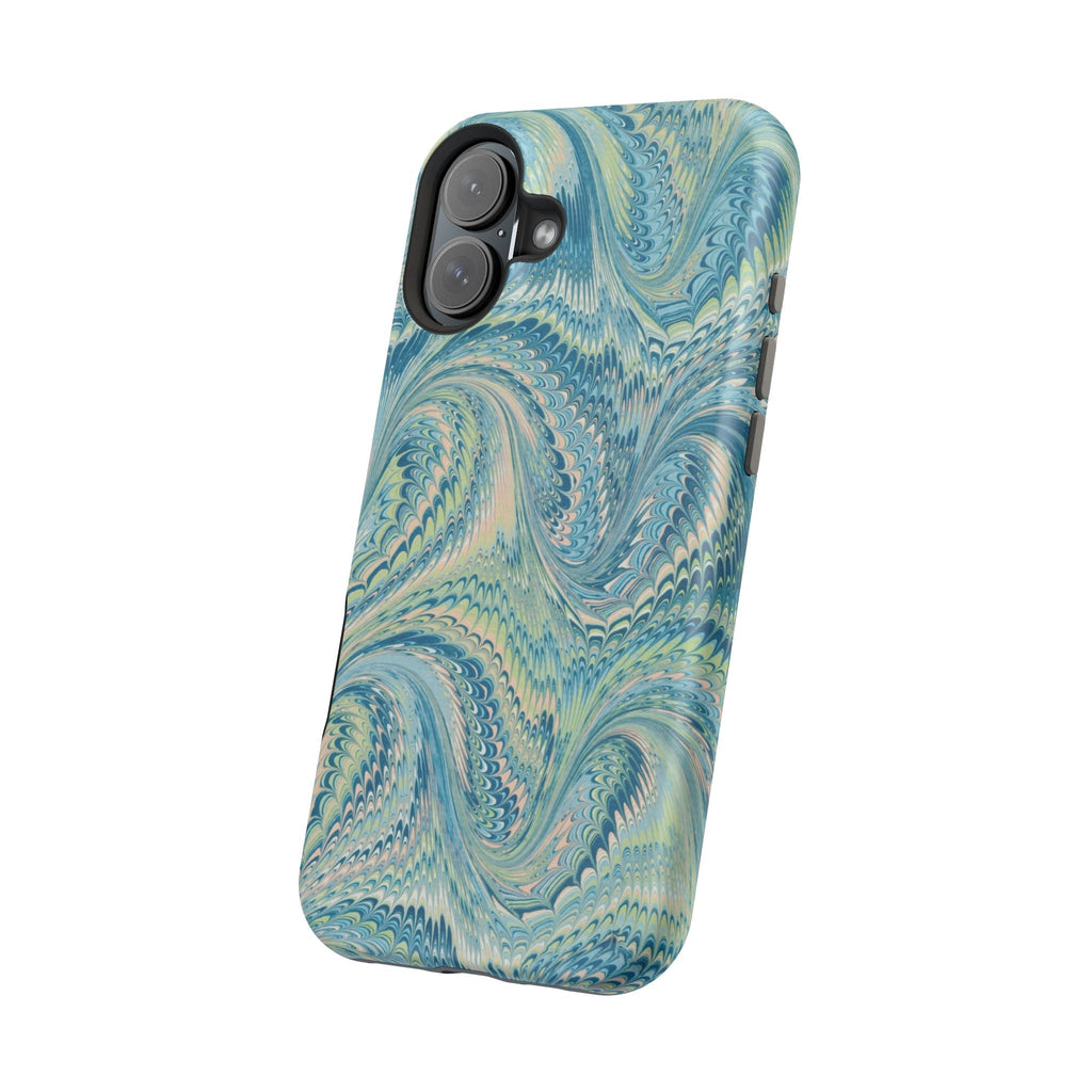Aqua + Green Marble Phone Case - Impact-Resistant MAG SAFE - Dual Cover Design