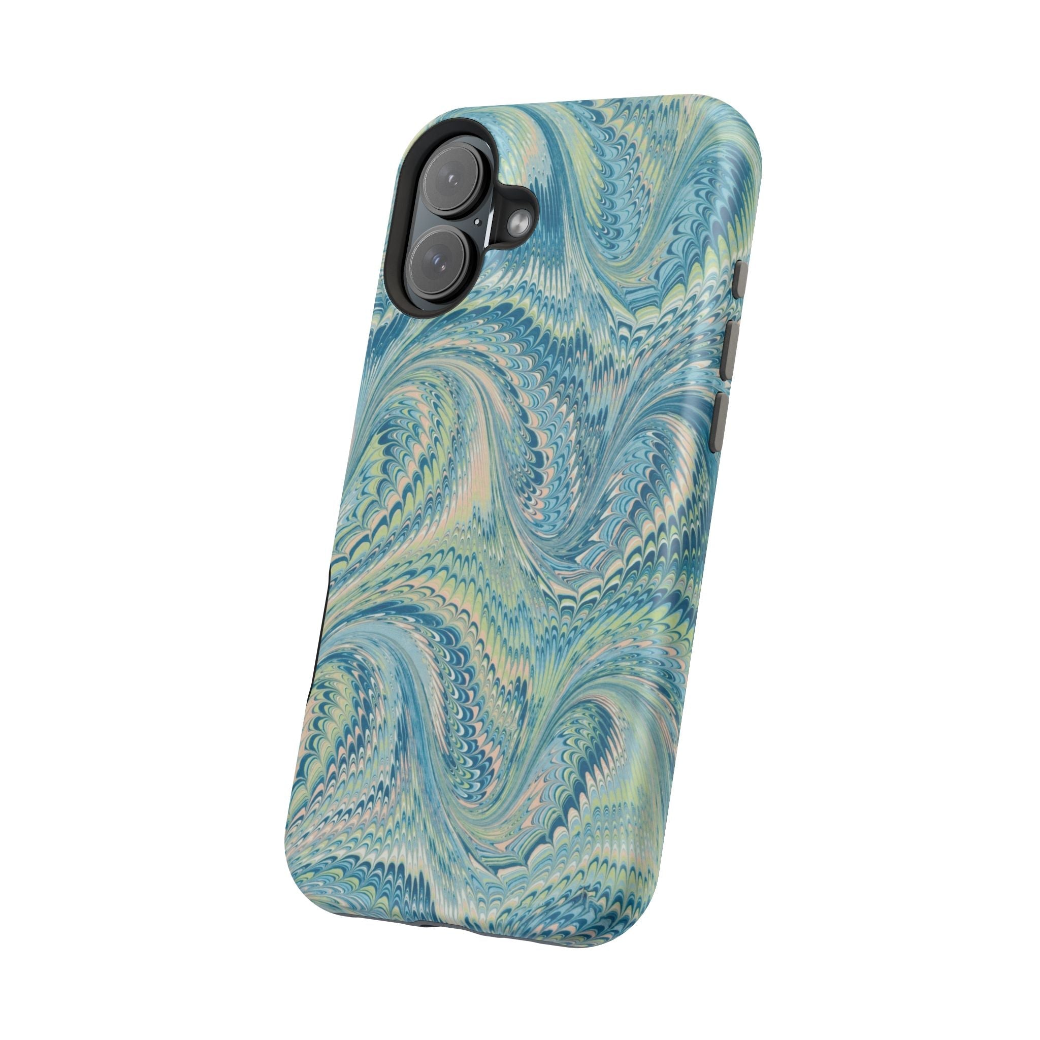 Aqua + Green Marble Phone Case - Impact-Resistant MAG SAFE - Dual Cover Design