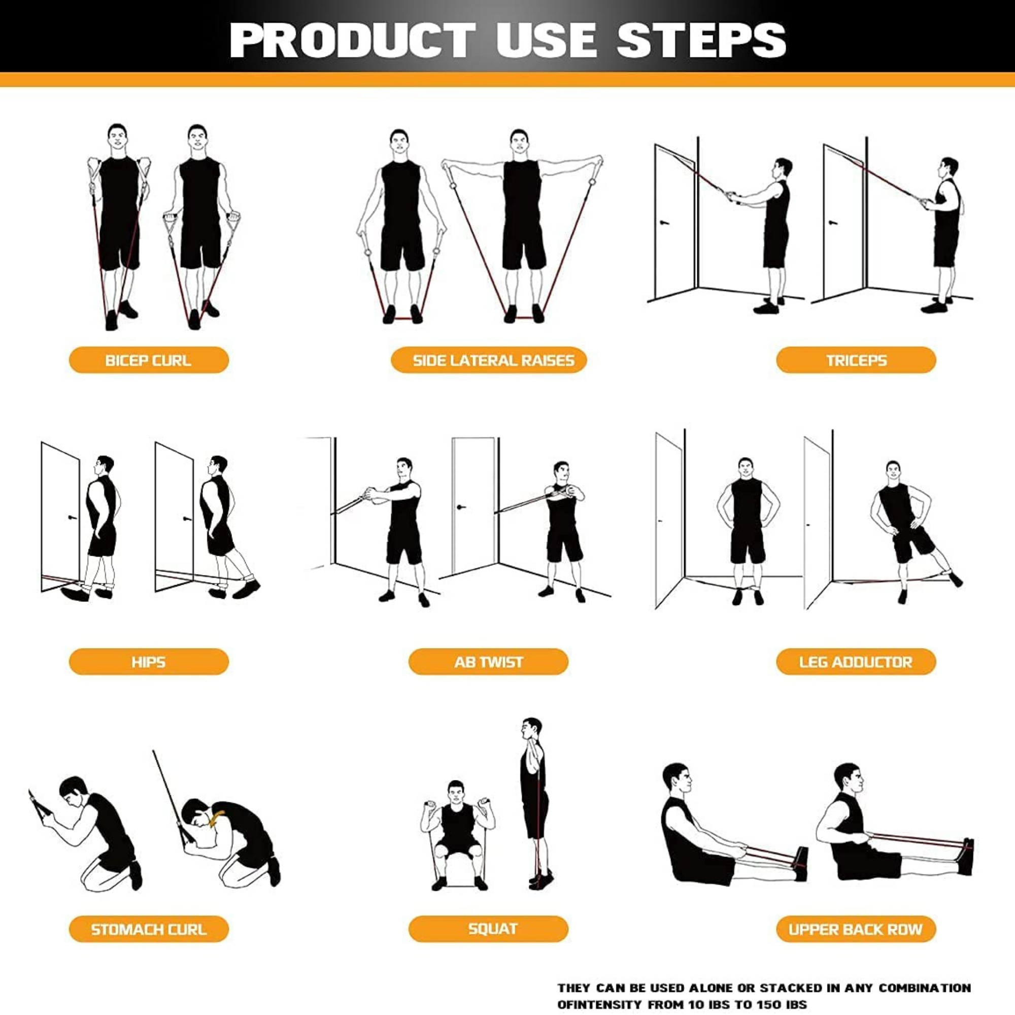 JupiterGear Intey Resistance Bands Set Exercise Bands with Protective Sleeve - Portable Resistance Bands with Door Anchor, Handles, Legs Ankle Straps - Home Gym Resistance Training [13 Pcs Set]