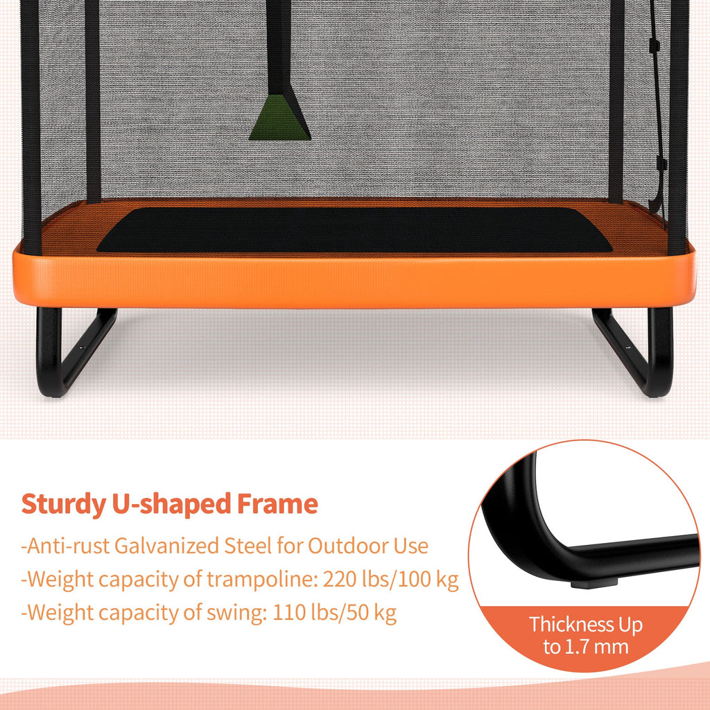 6 Feet Kids Entertaining Trampoline with Swing Safety Fence-Orange