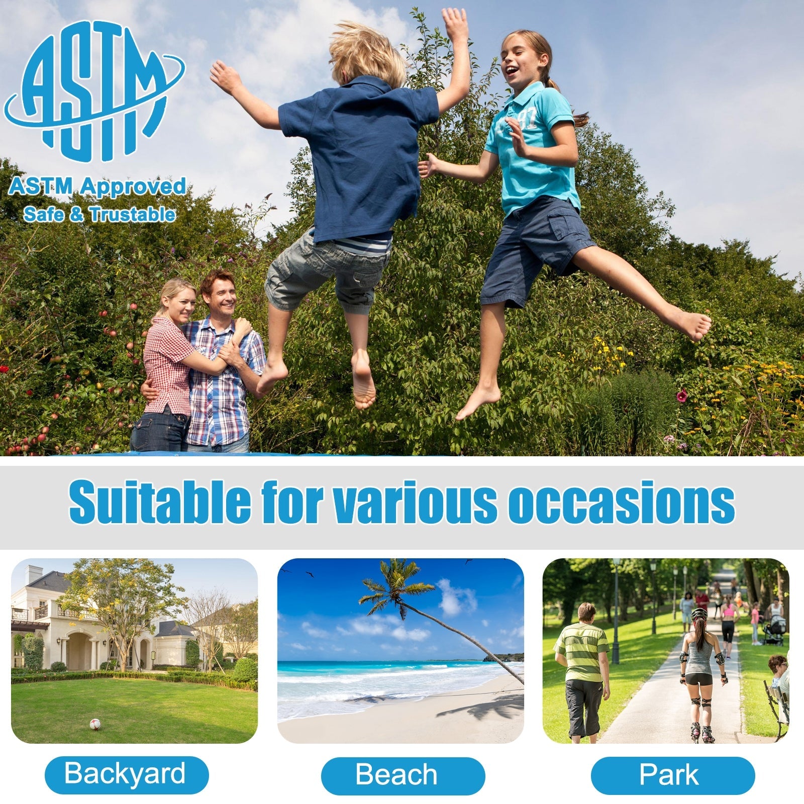 8/10/12/14/15/16 Feet Outdoor Trampoline Bounce Combo with Safety Closure Net Ladder-14 ft
