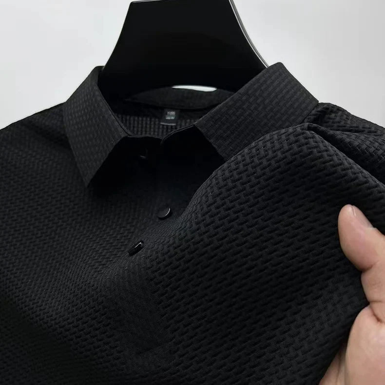 New Men’s Business Casual Bone Flower Polo – Effortless Style, All-Day Comfort