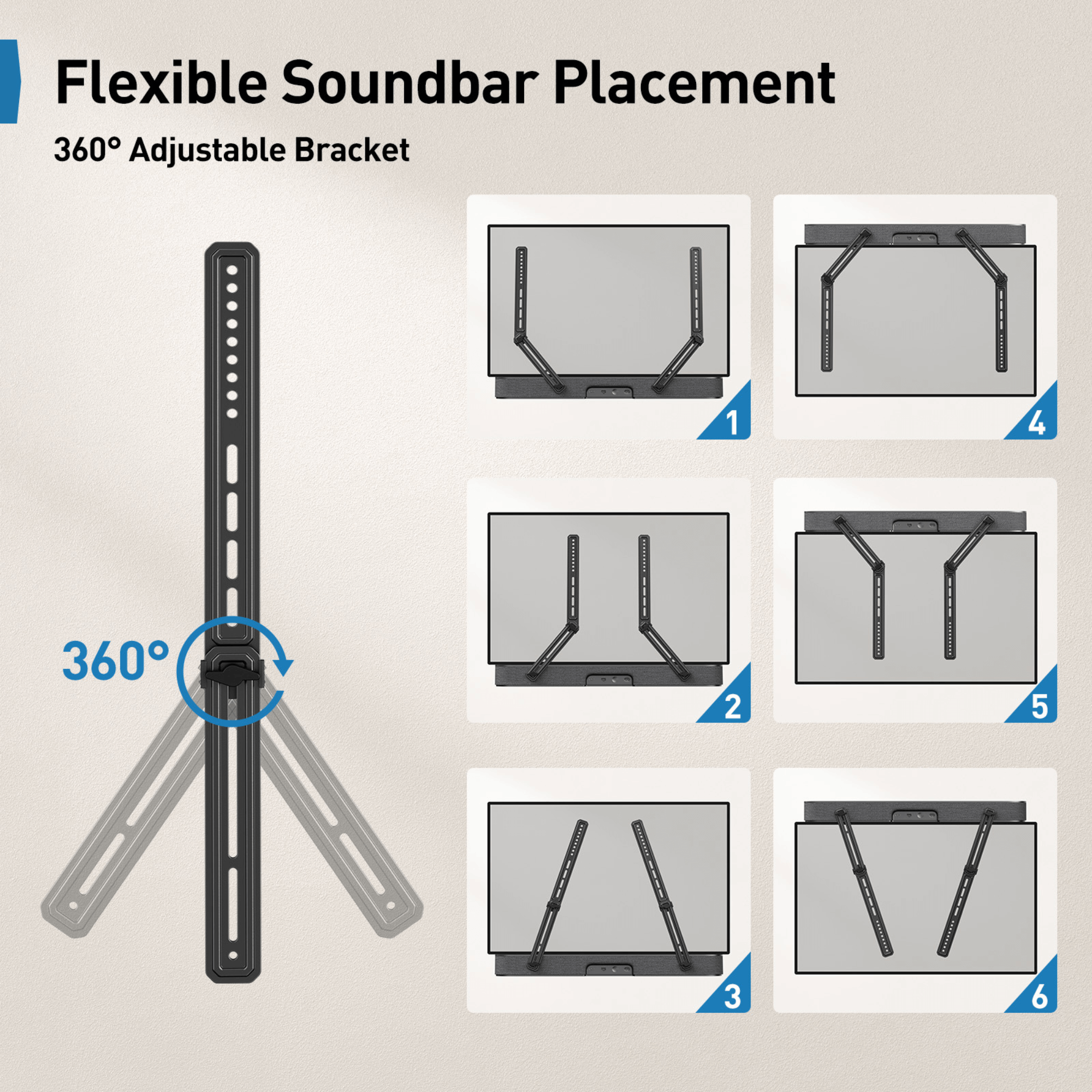 ErgoAV Universal Soundbar Mount Supports up to 15lbs