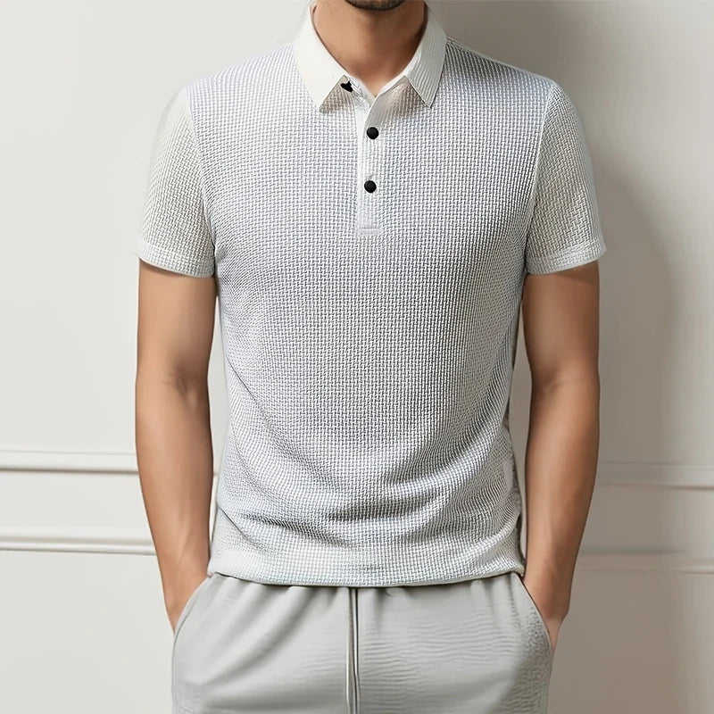 New Men’s Business Casual Bone Flower Polo – Effortless Style, All-Day Comfort