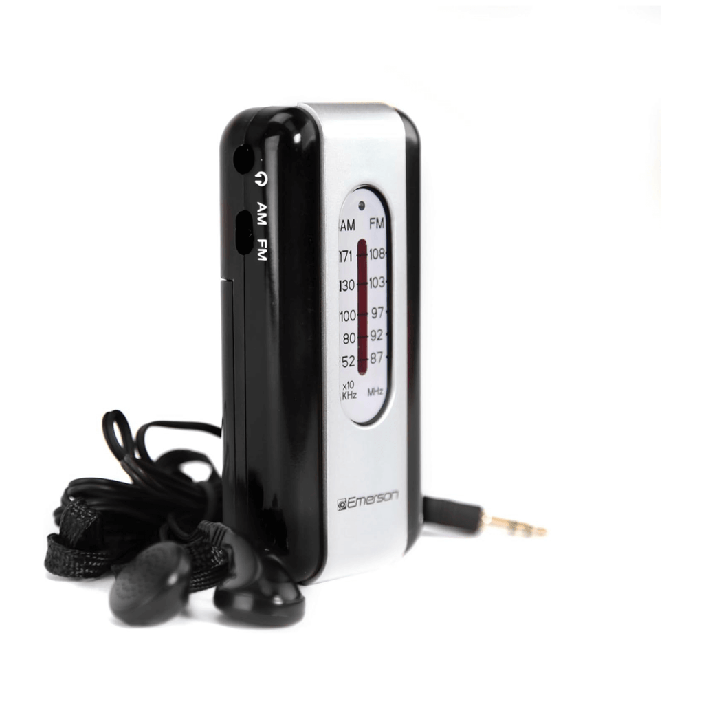 Emerson Portable AMFM Radio with Earbuds and Wide Frequency Range of Stations