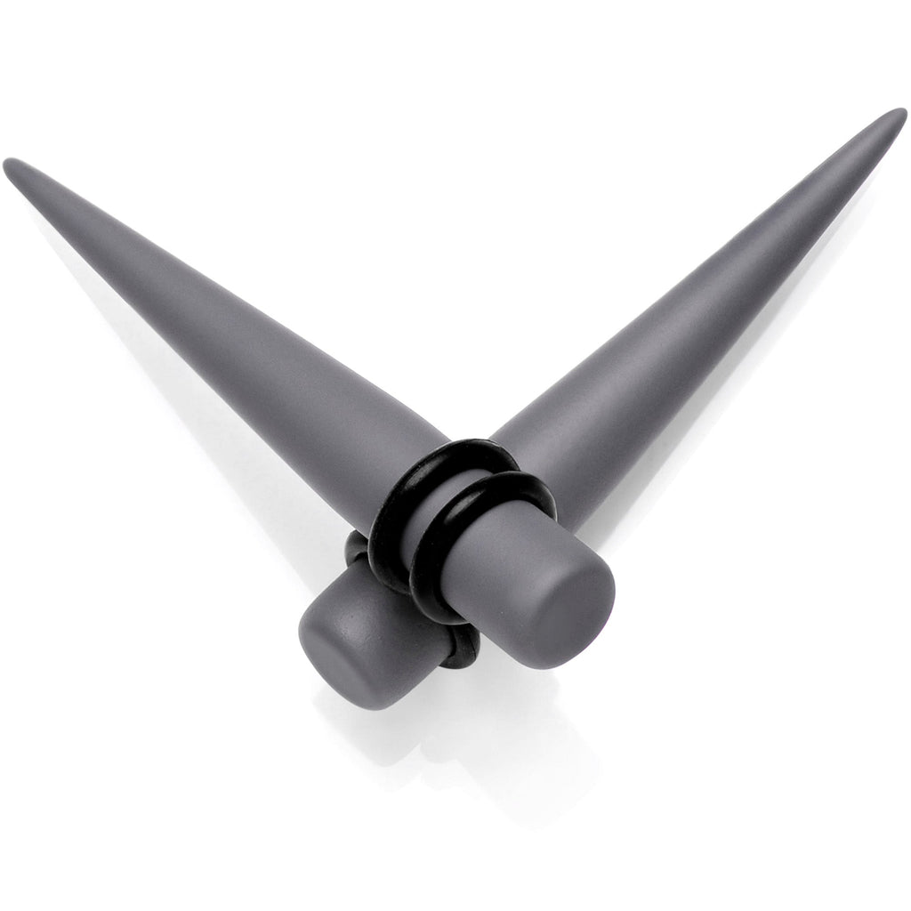 Grey Matte Acrylic Straight Taper Set 2G to 00G
