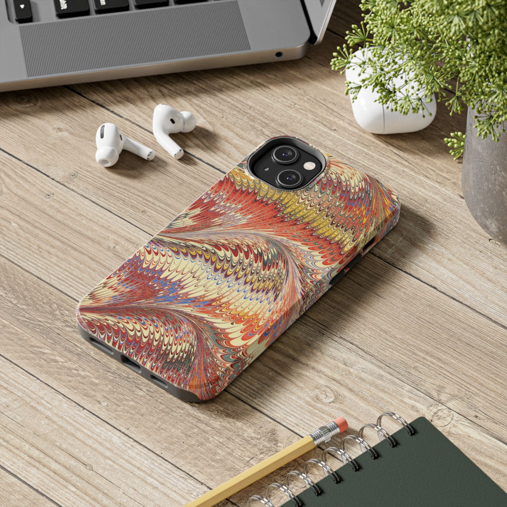Rust and Gold Marble Italian Tough Phone Case — Durable Marbled Phone Case