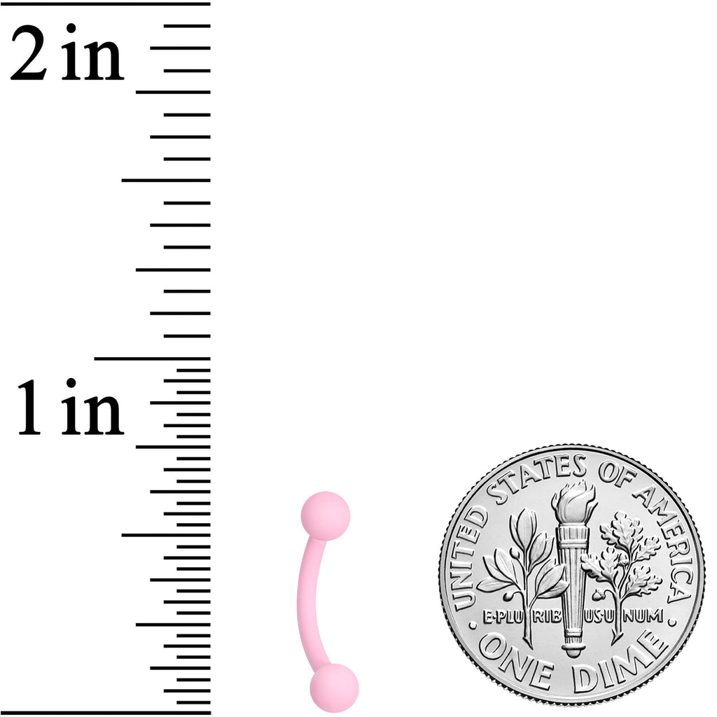 16G 5/16 Pink Acrylic Matte Curved Eyebrow Ring