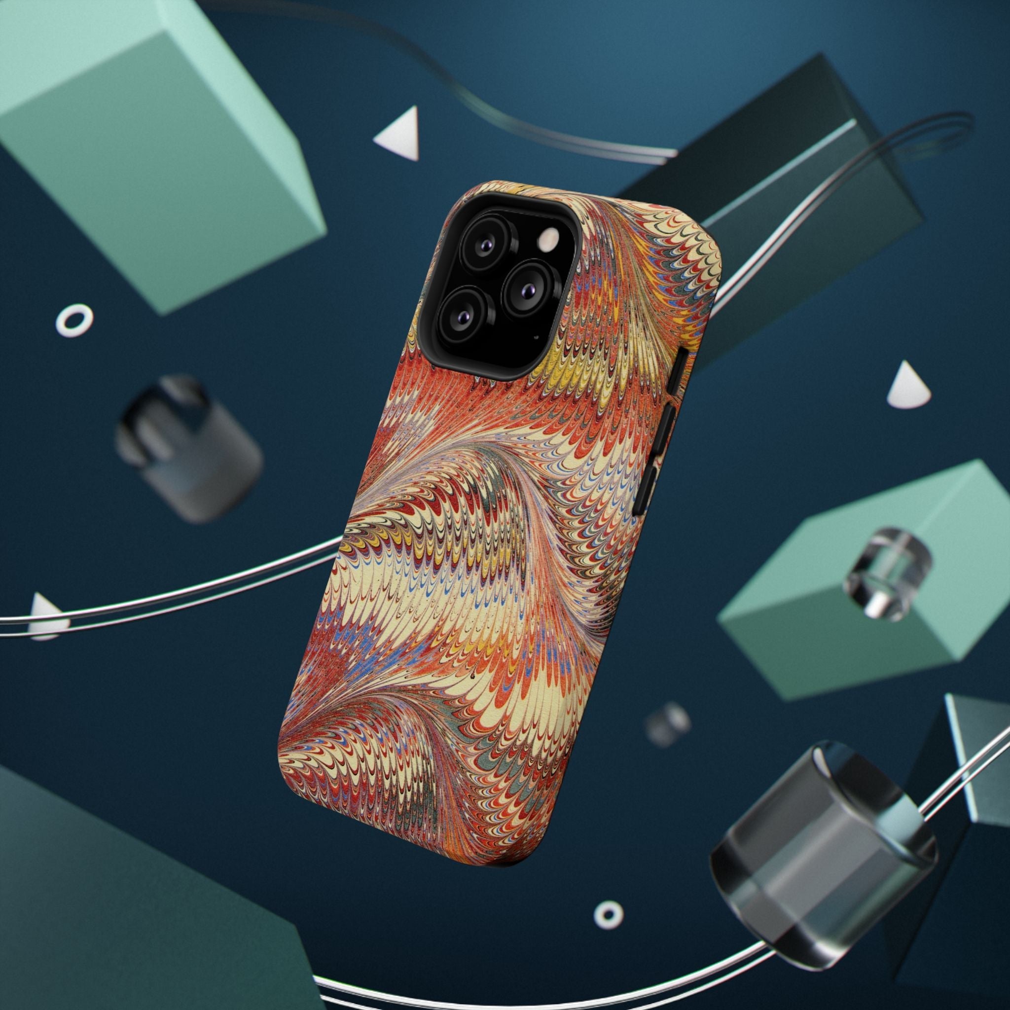 Rust and Gold Italian Vintage Marble Design Durable Phone Case for Apple + Samsung