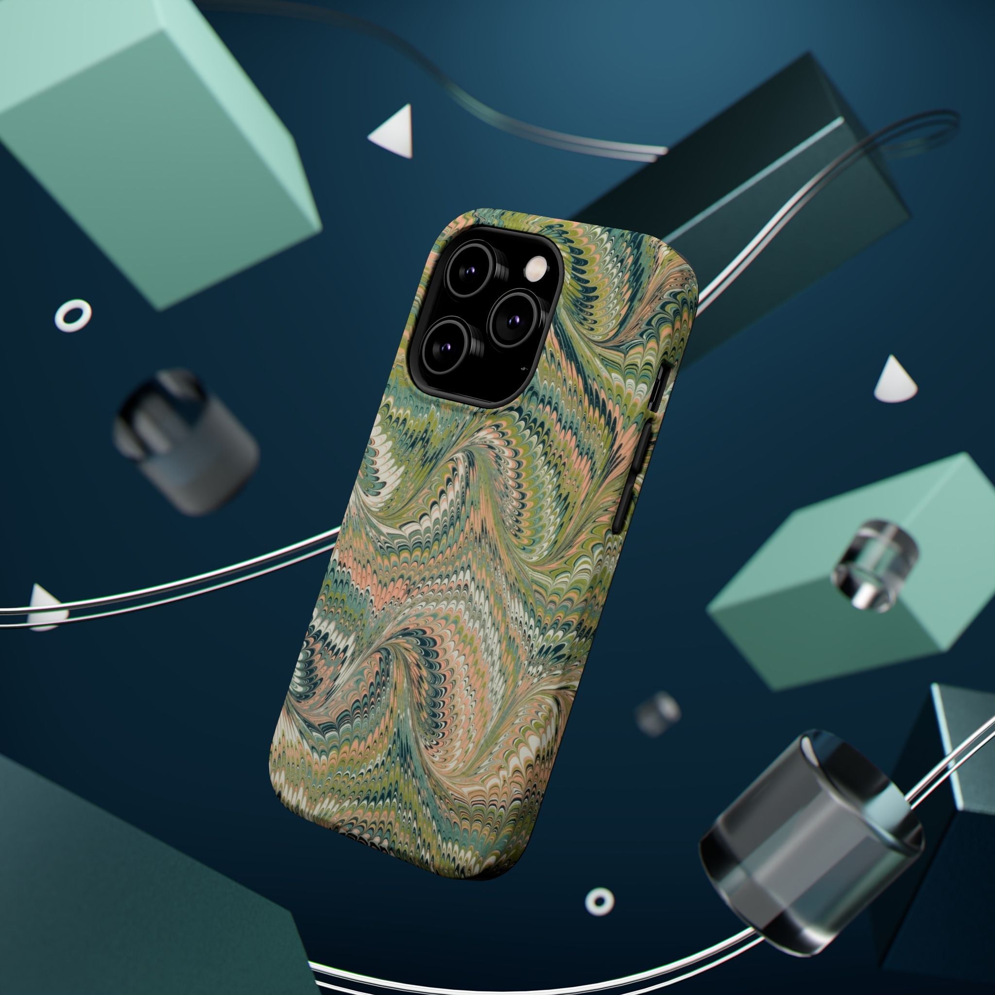 Green Pastel Italian Marble Design Magnetic MAG SAFE High Impact iPhone Cases