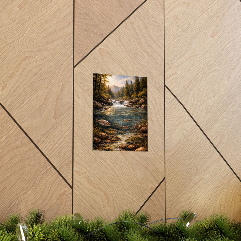 Scenic Trout Stream Matte Poster — Mountain River Landscape Wall Art