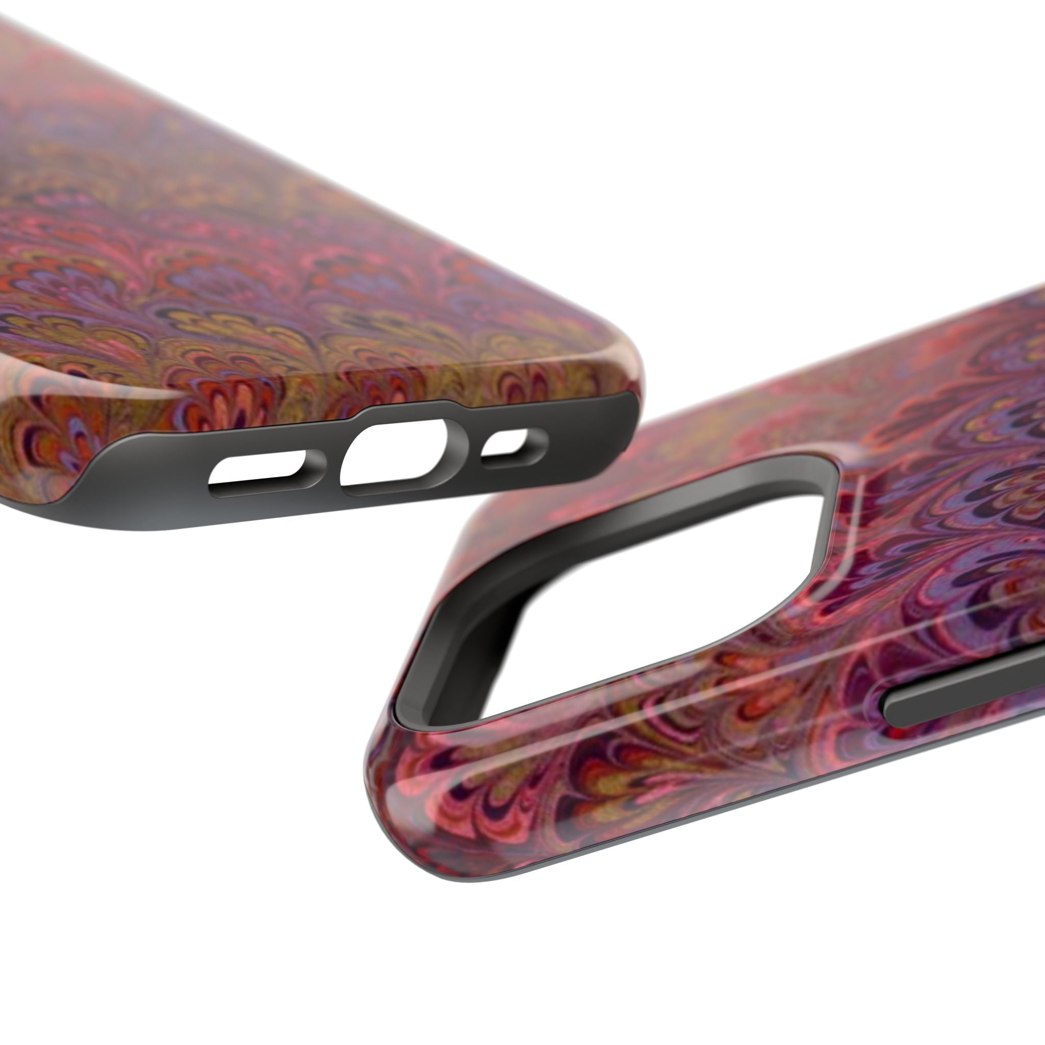 Red, Burgundy, Lavender Italian Peacock Feather Design Phone Case