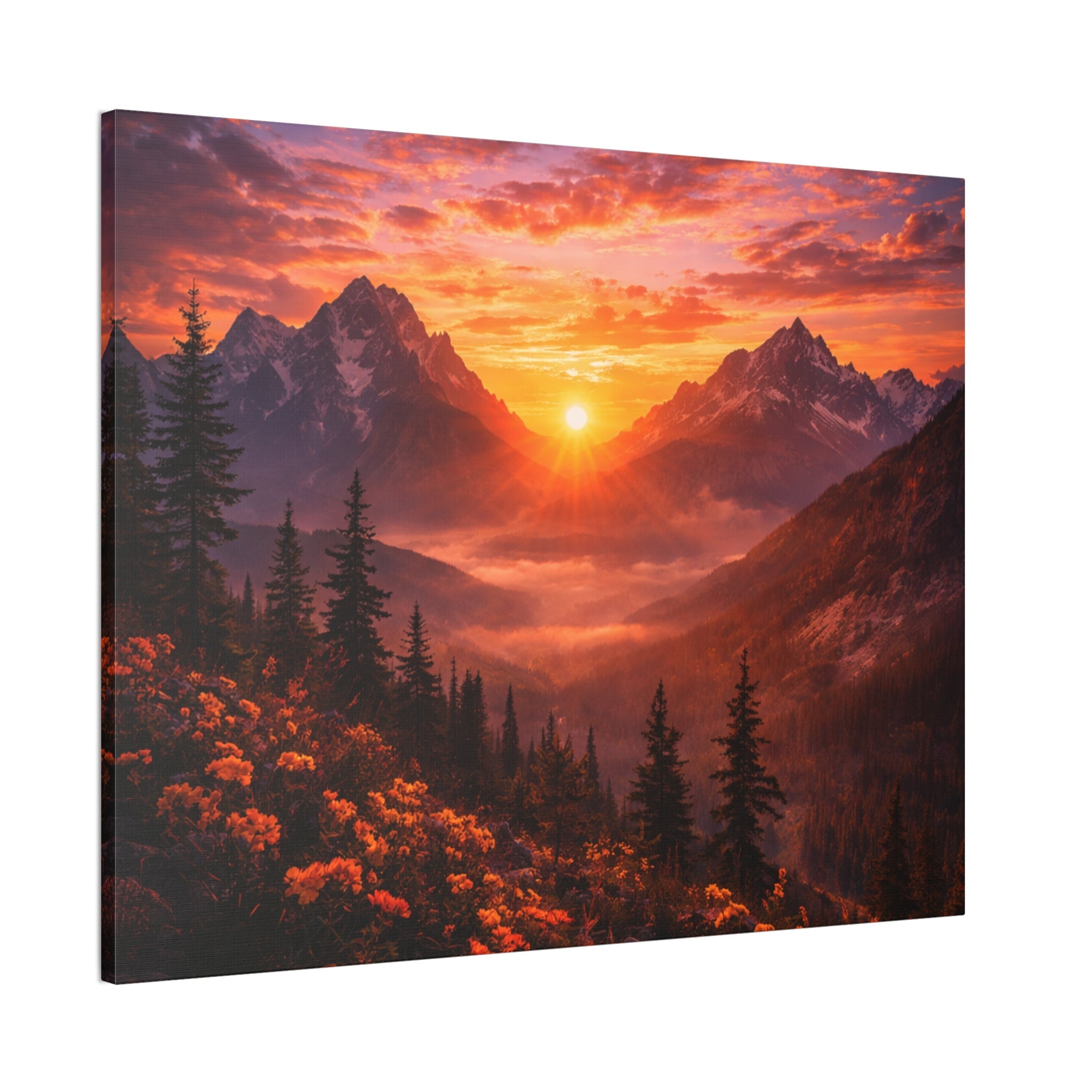 Sunset Mountain Canvas Wall Art — Majestic Alpine Sunrise Landscape