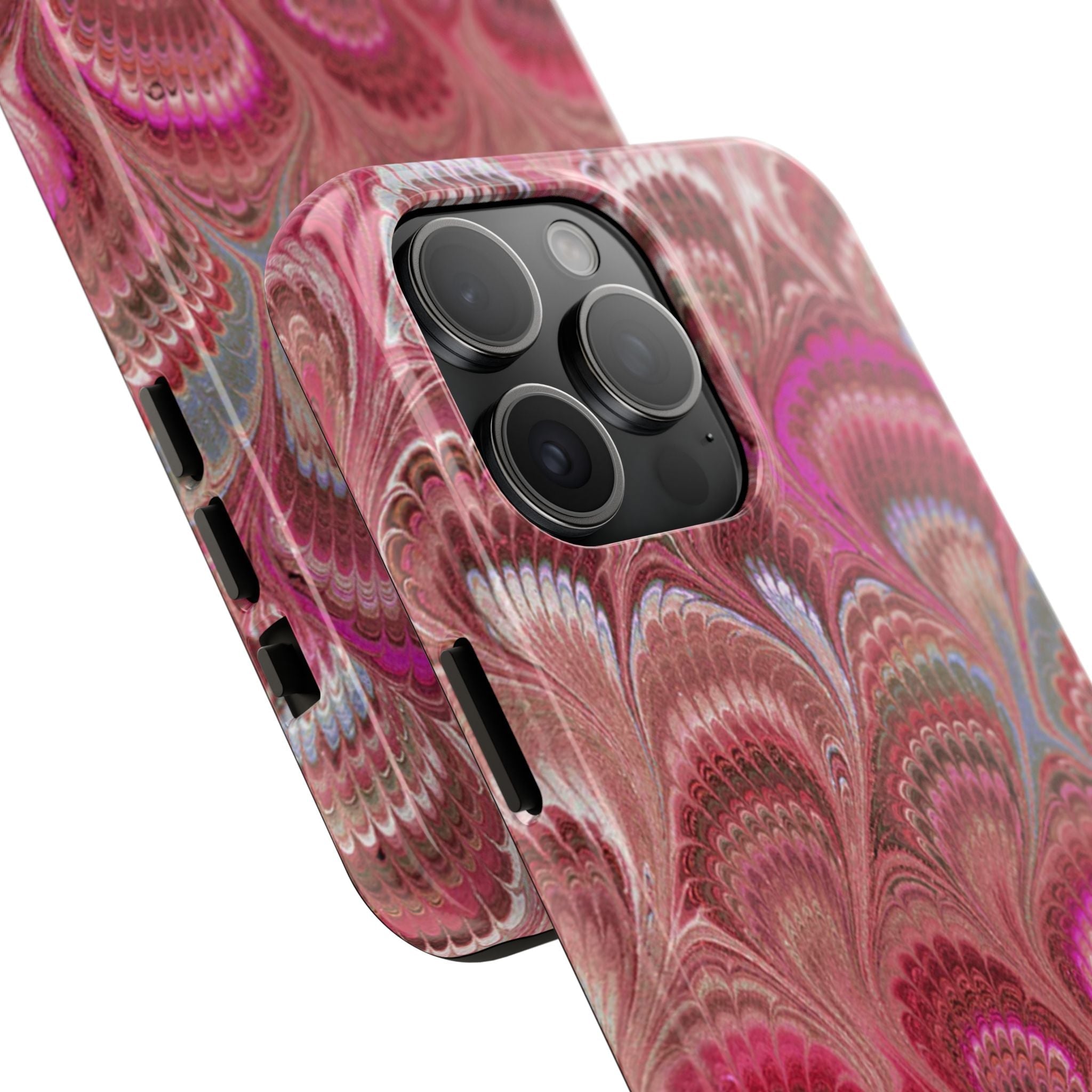Pink Peacock Marble Italian Tough Phone Case — Durable Marbled Phone Case