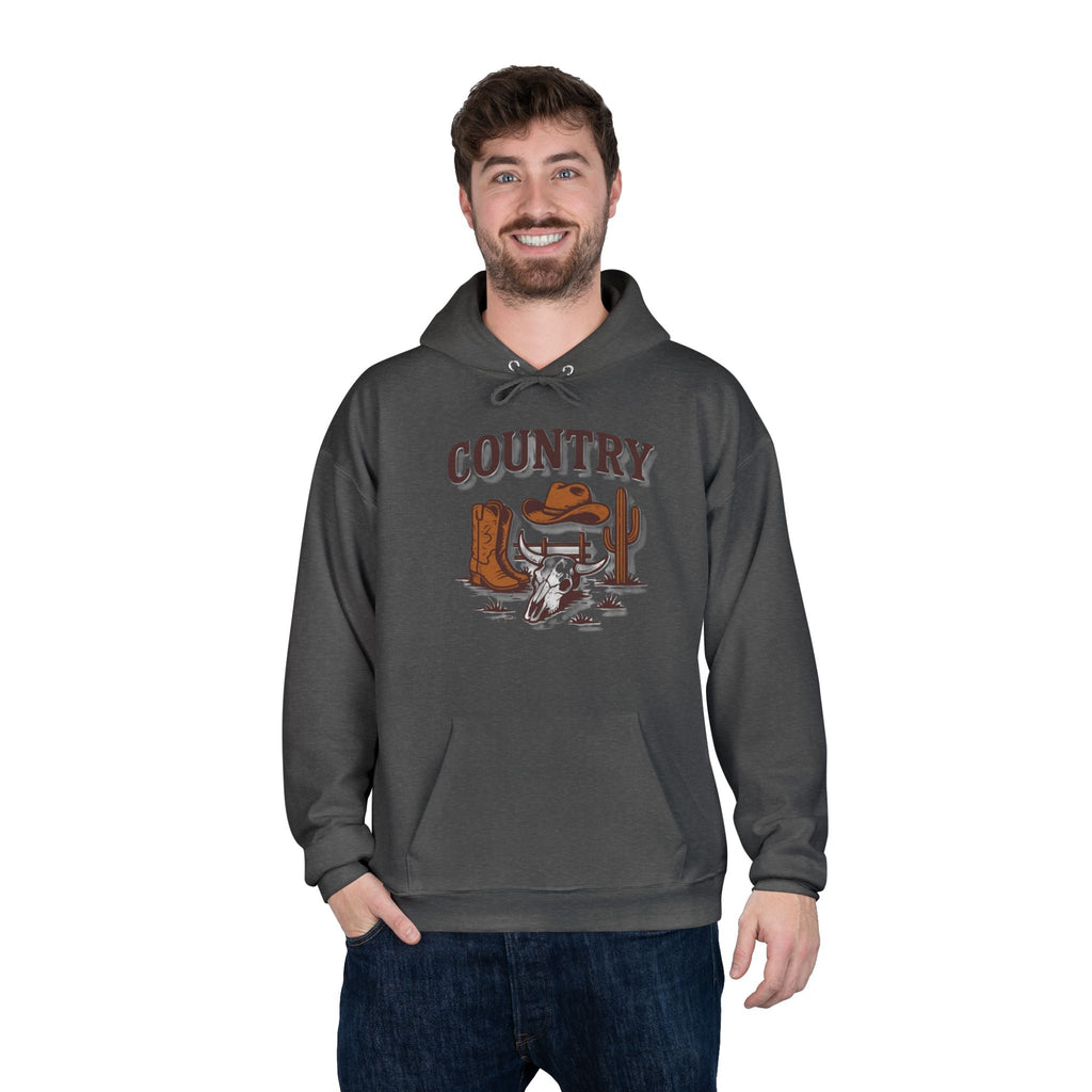 Country Western Hoodie — Cowboy Boots, Hat & Cactus Pullover