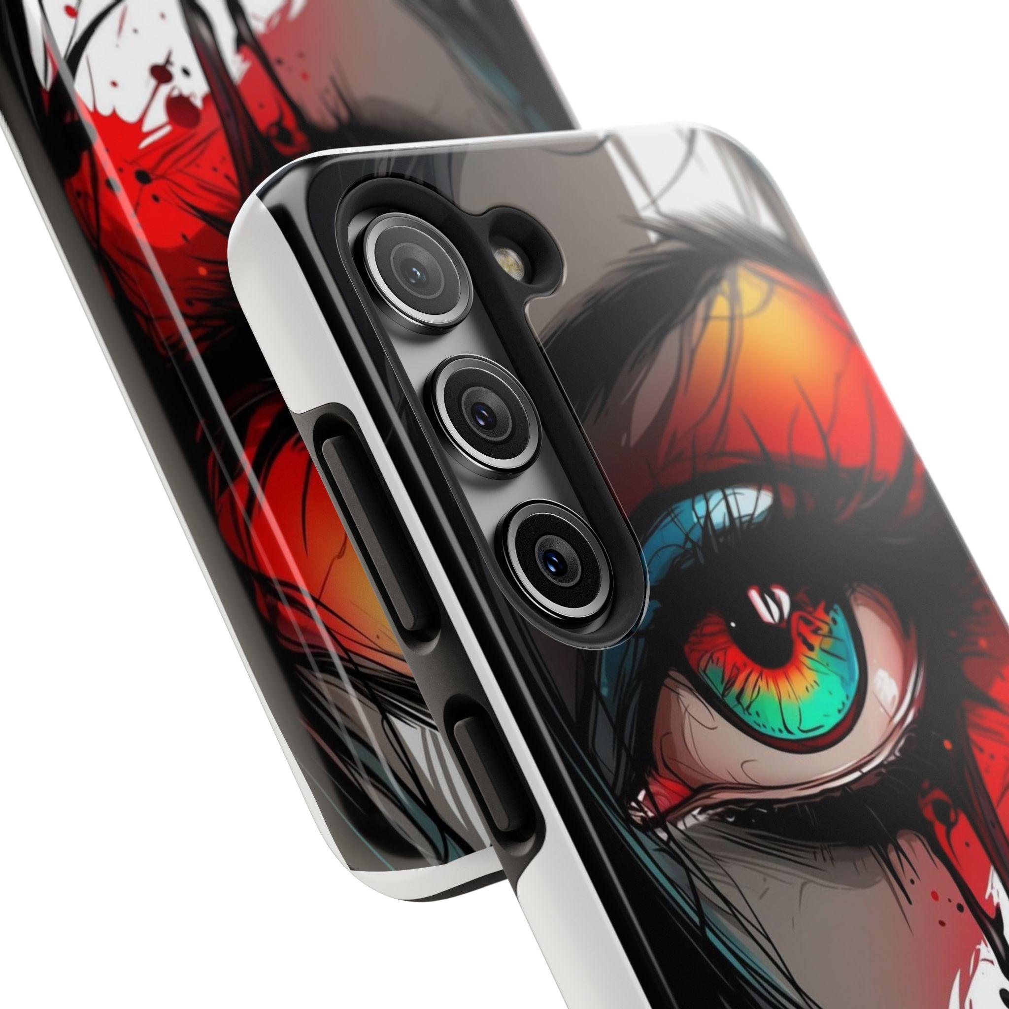 Girl Colorful Eye Painted Printed Tough Phone Case for iPhone & Samsung Galaxy - Artistic & Vibrant Design