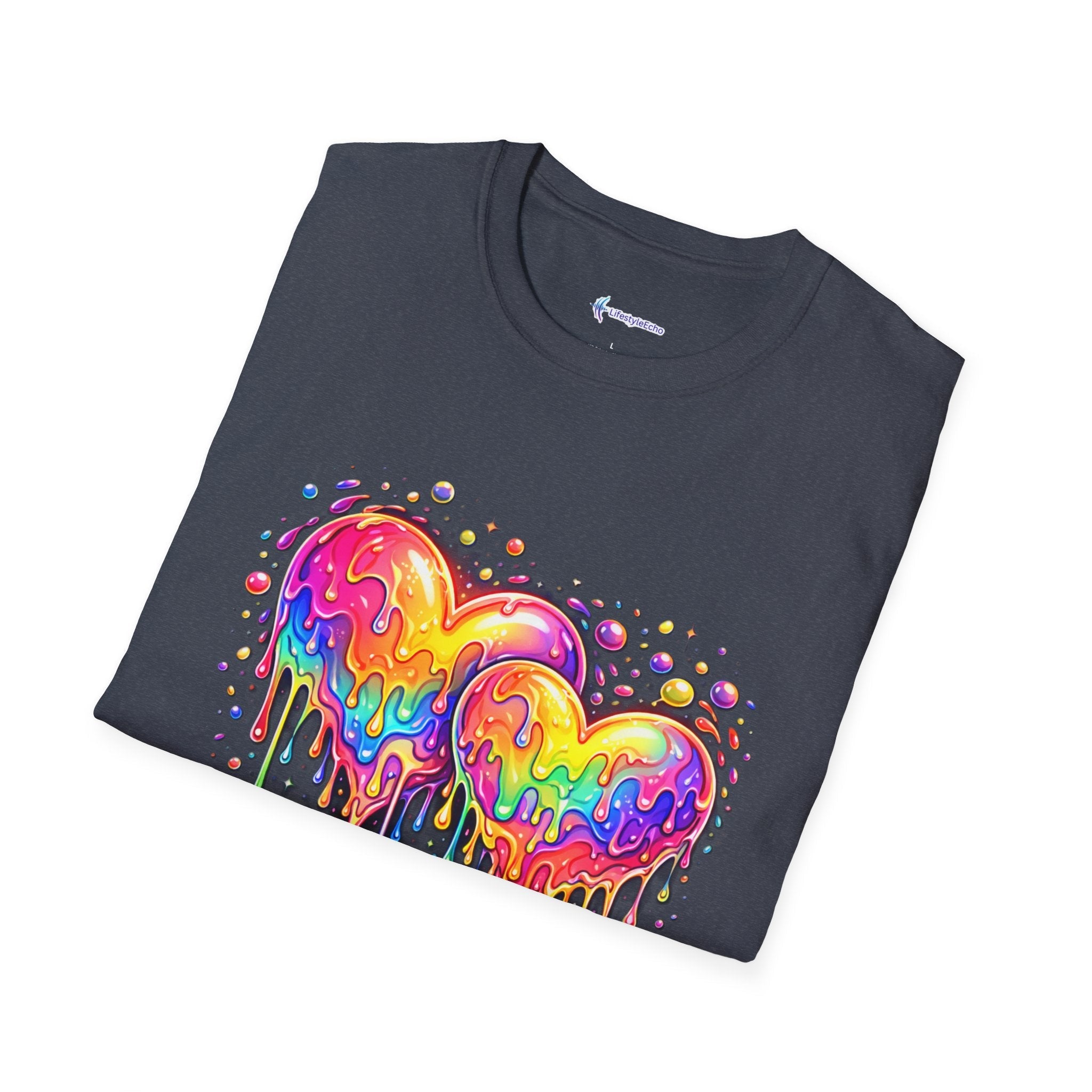 Melting Hearts Tee - Vibrant Double Heart Graphic T-Shirt