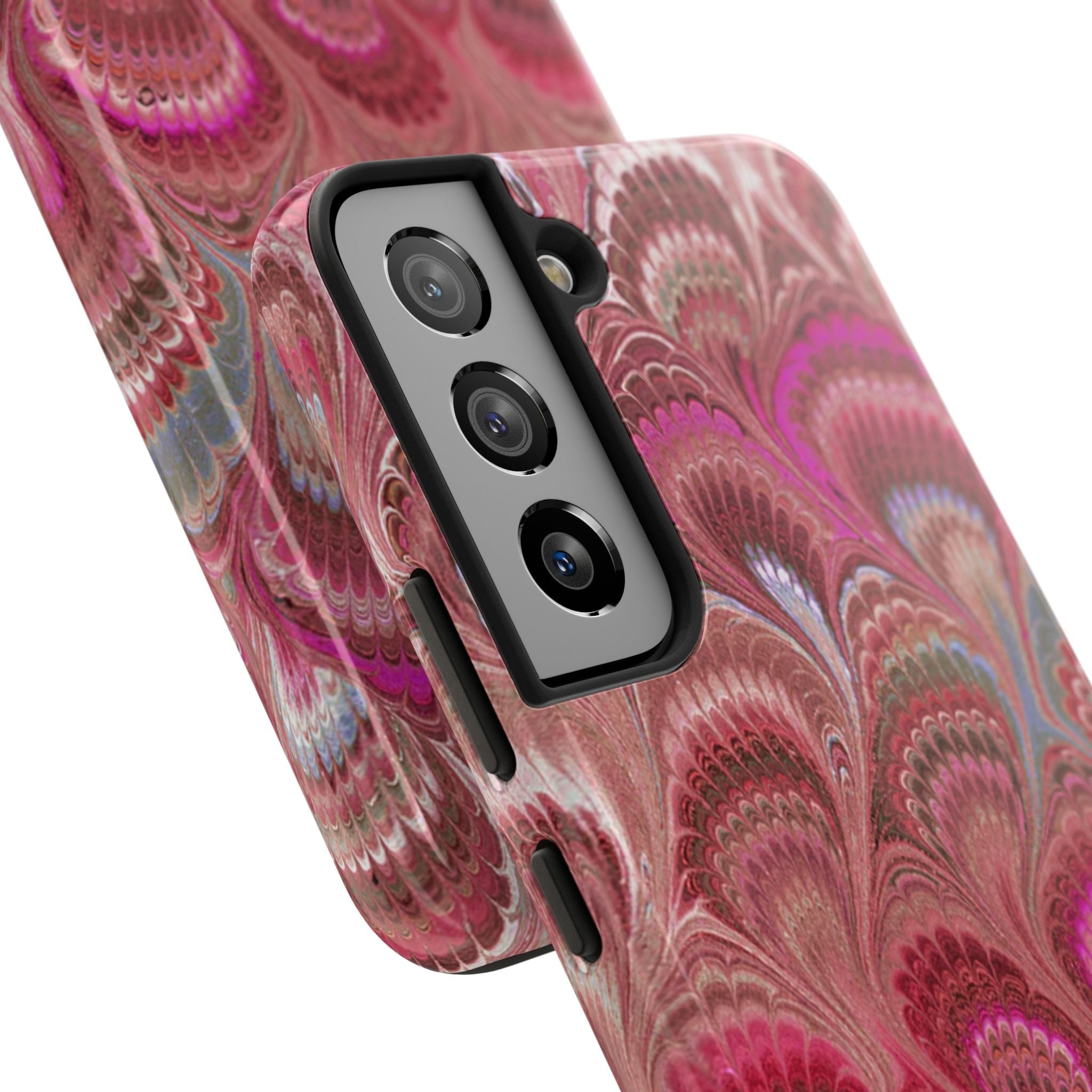 Pink Peacock Marble Italian Tough Phone Case — Durable Marbled Phone Case